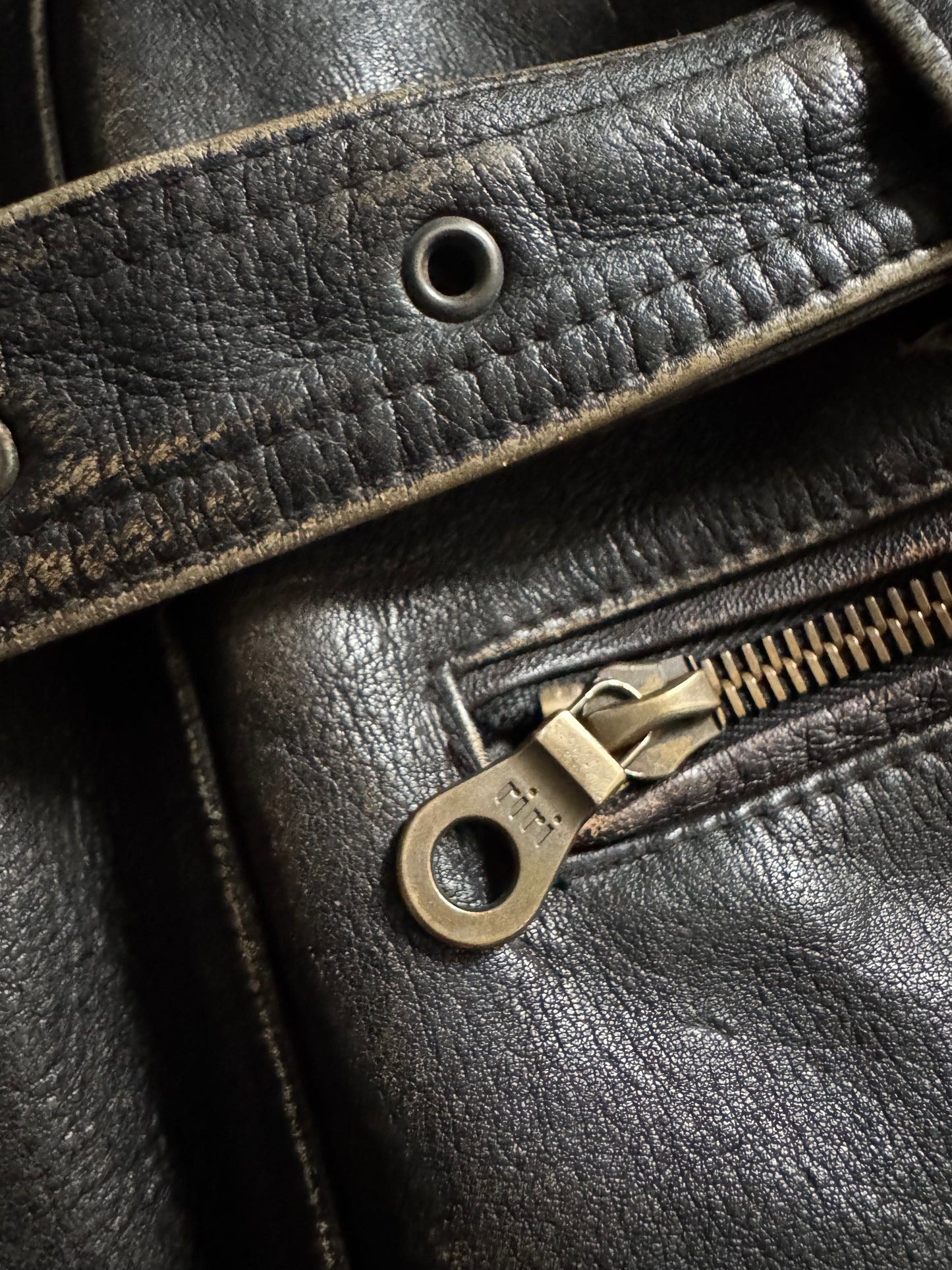 🏍️ Jachetă moto vintage din piele – mărimea L