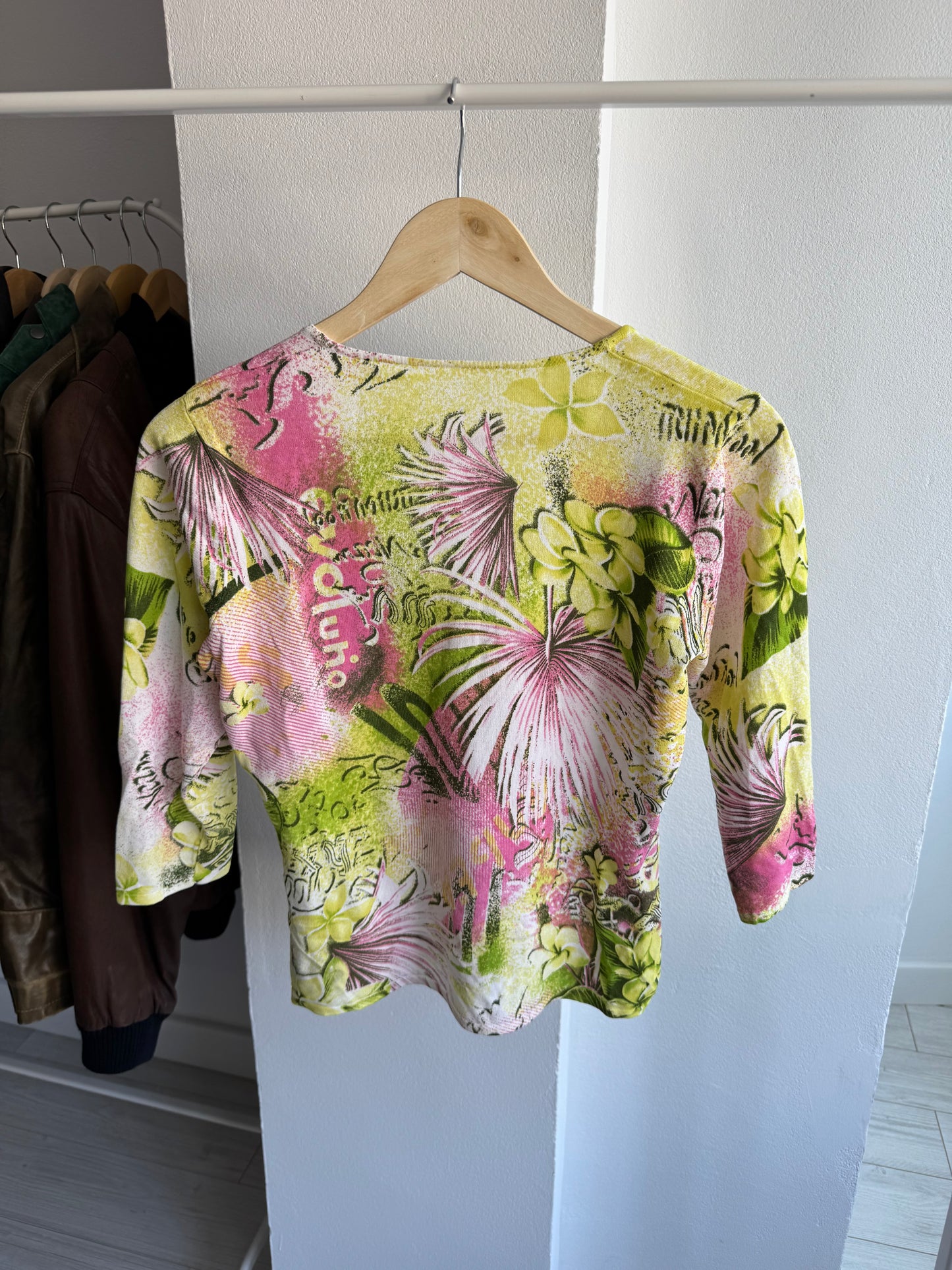☀️ Top Y2K Printed Mesh – L Damă