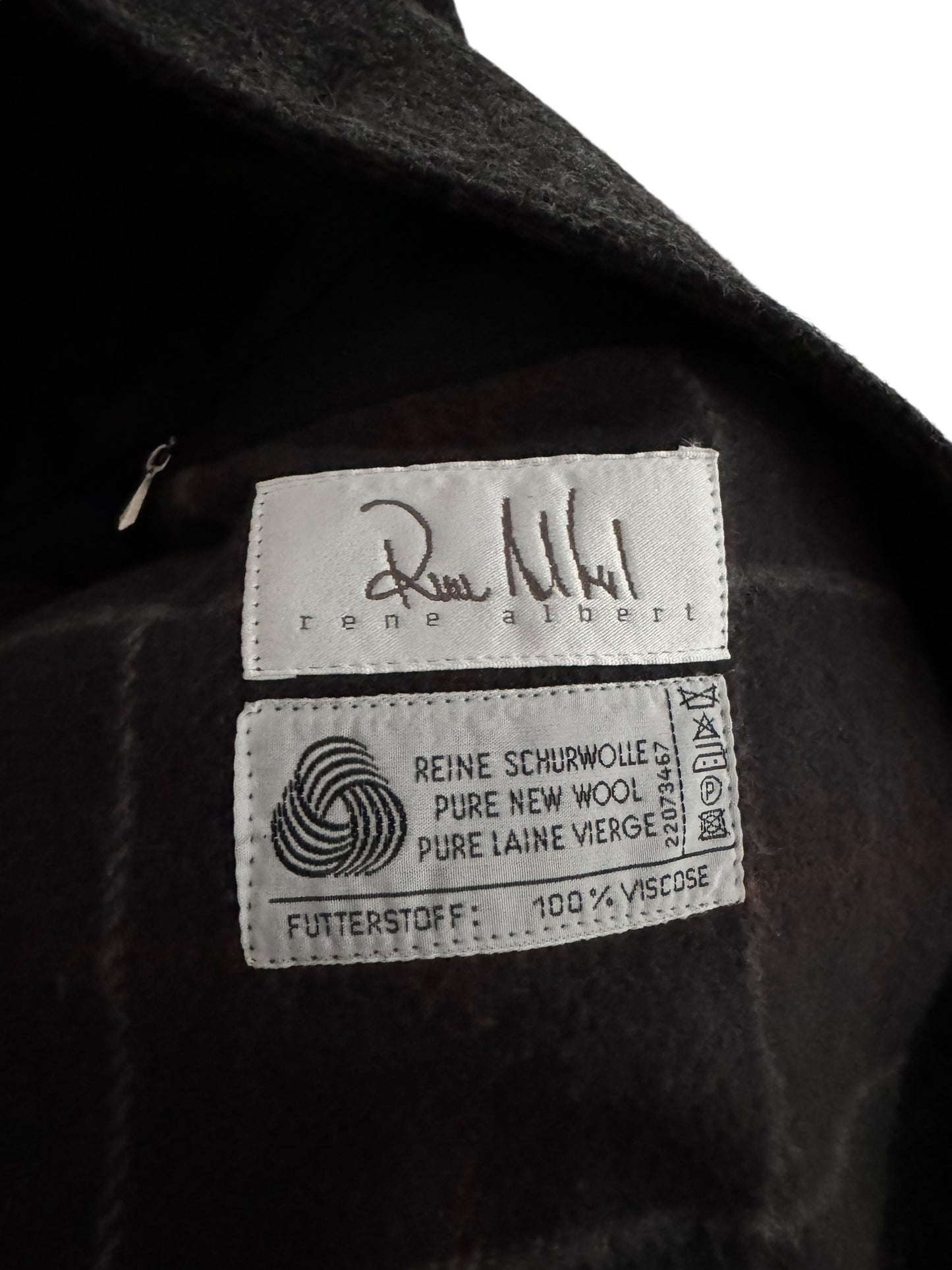 Palton Vintage Gri Închis – 100% Lână Virgină – Men’s M