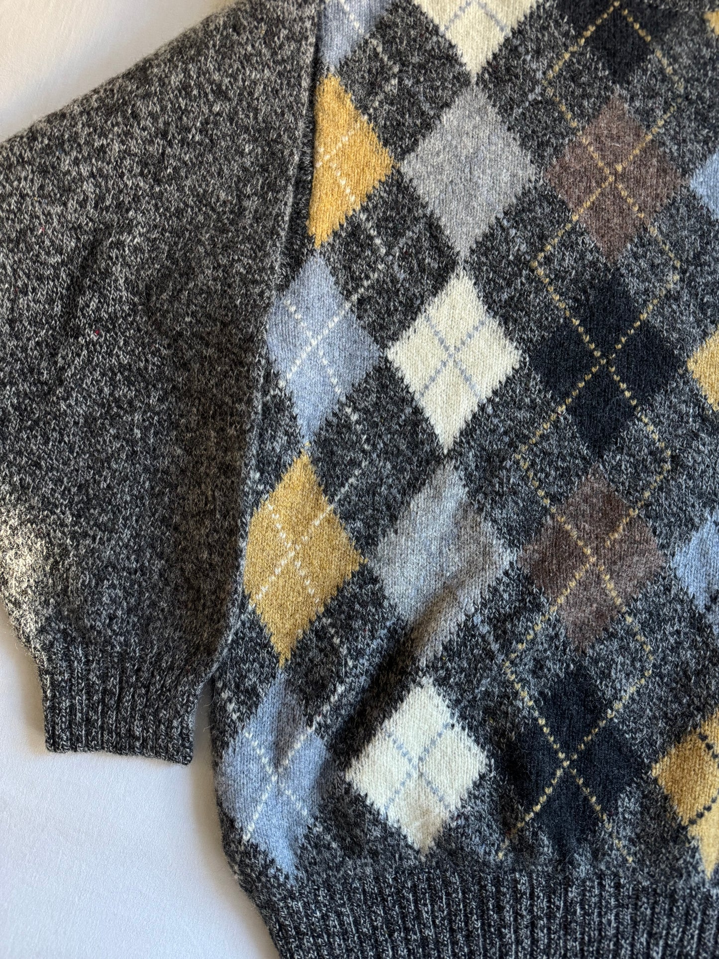 🧶 Pulover vintage Burlington cu model argyle – mărimea L (Made in Italy)