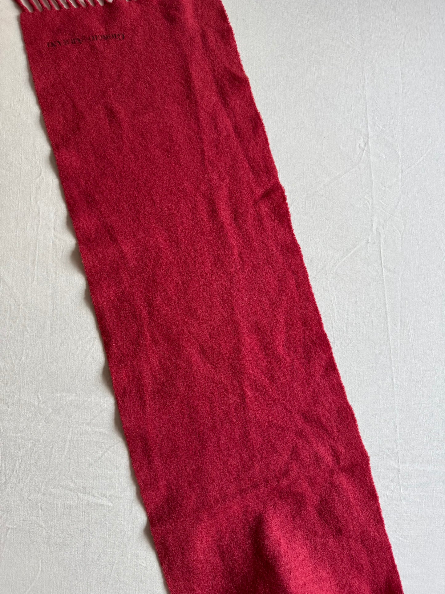 🧣 Fular Vintage Giorgio Armani / Lână naturală Burgundy (Anii ’80)