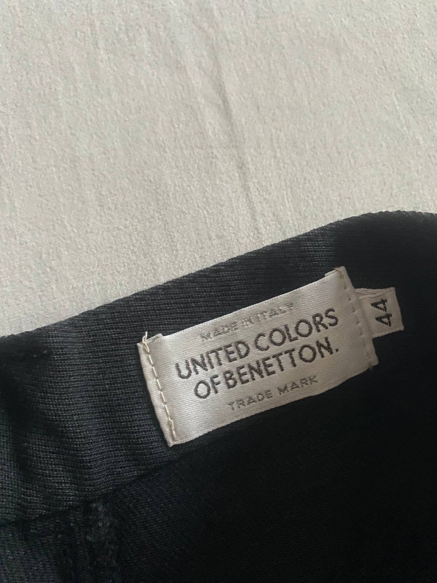 Pantaloni Vintage Benetton – Gri Închis – 50% Lână / 50% Vascoză – IT 44 (EU 40) – Made in Italy