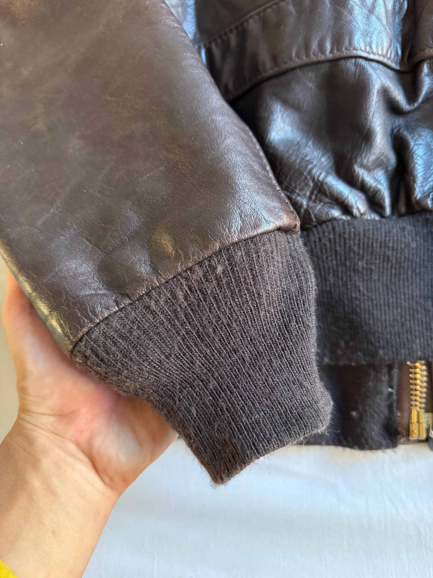 ✈️ Geacă de piele Schott NYC 184SM A-2 maro, bărbați L – piele de vacă autentică, Made in USA 🇺🇸