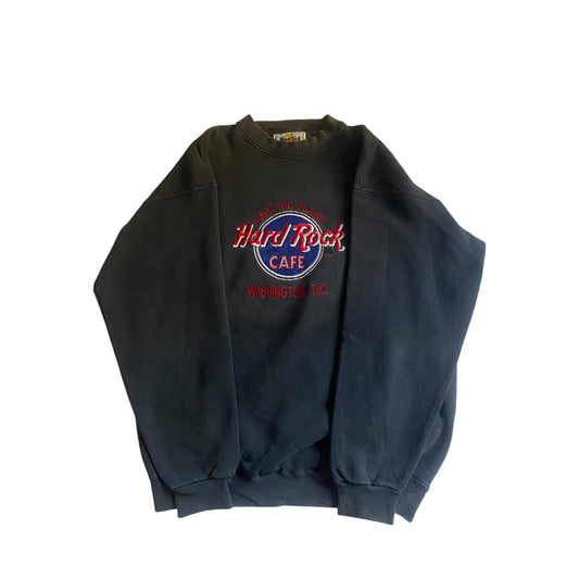 Crewneck Vintage Hard Rock Cafe – Faded Black – Made in USA – Mărime L