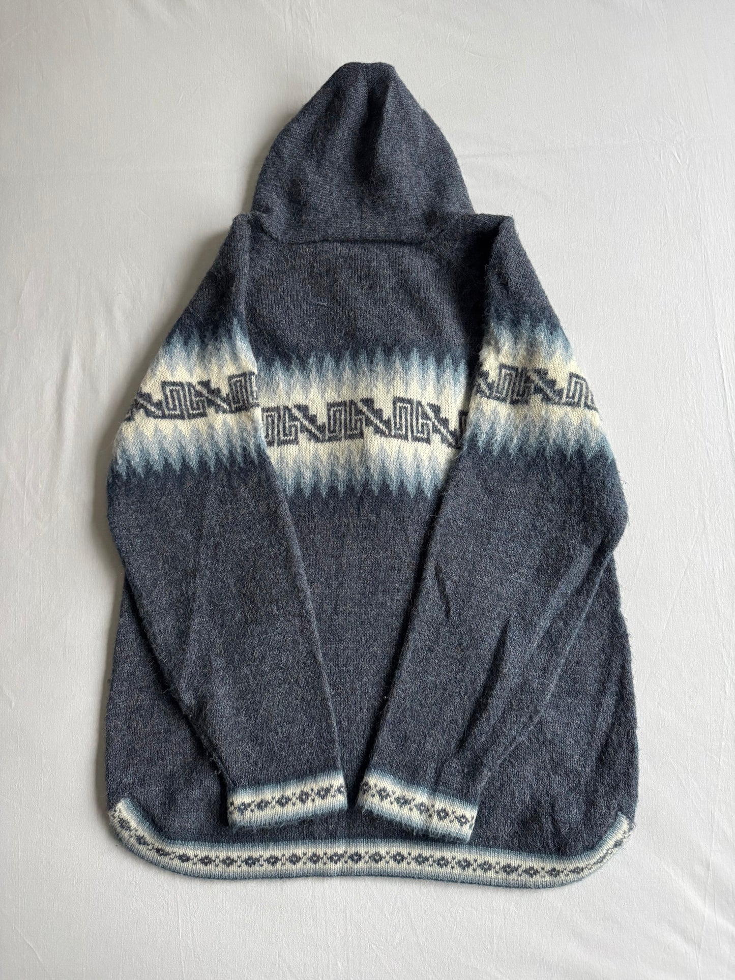 🦙 Hanorac Vintage Bărbați Albastru din Alpaca – aprox. M