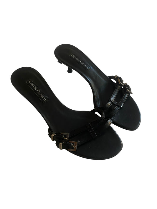 Sandale Y2K Cesare Paciotti din Piele Neagră – Made in Italy 👡🖤