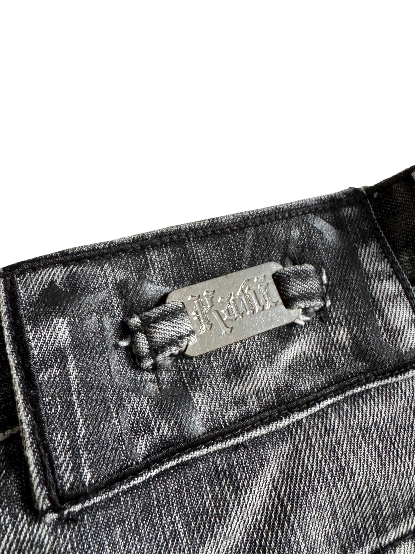 🎙️ Y2K Karl Kani Washed Black Baggy Jeans – W36 x L34 – Embroidered & Printed Details