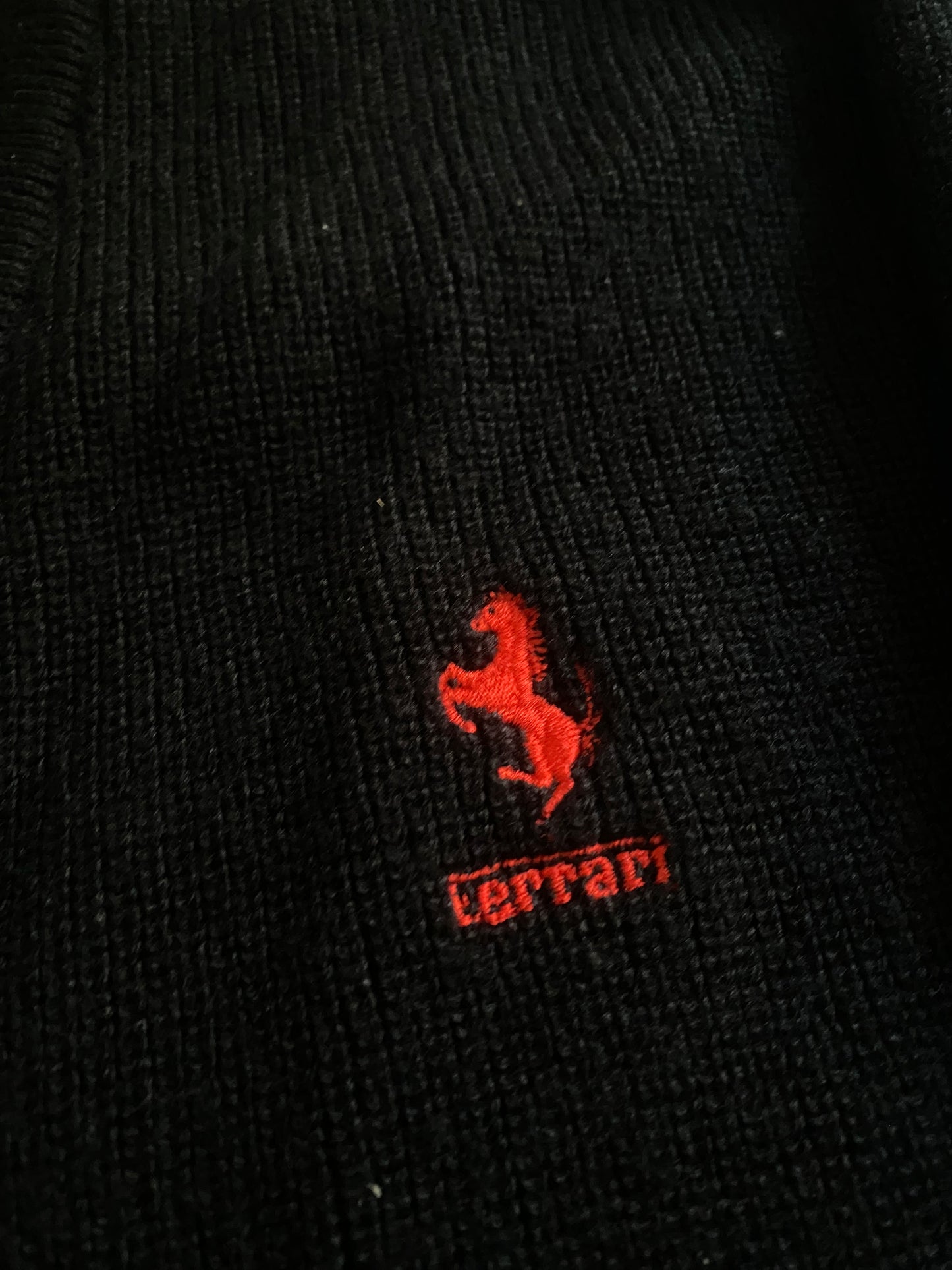 Cardigan Vintage Ferrari – Negru – Lână Virgina & Acril – Made in Italy – Mărime L
