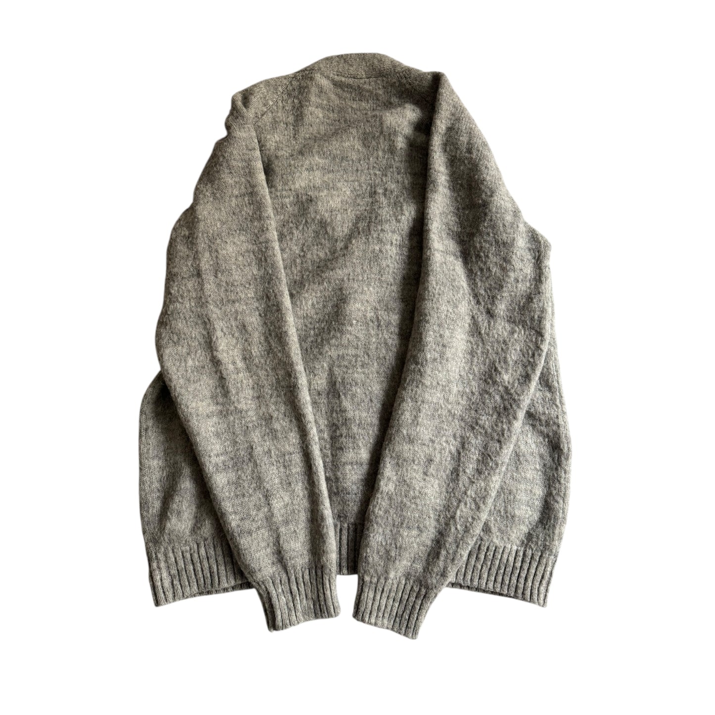 🦙 Cardigan Gri Fuzzy 100% Baby Alpaca – Handmade în Peru – Mărimea M