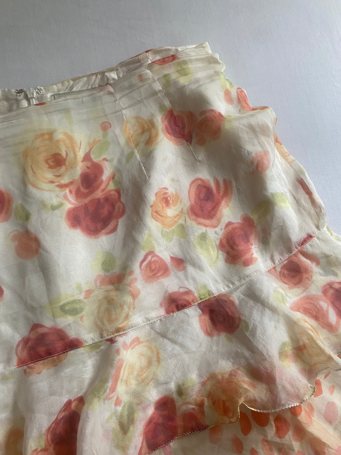 Fustă Vintage din Mătase – Rose Print – Mărime M 🌹✨