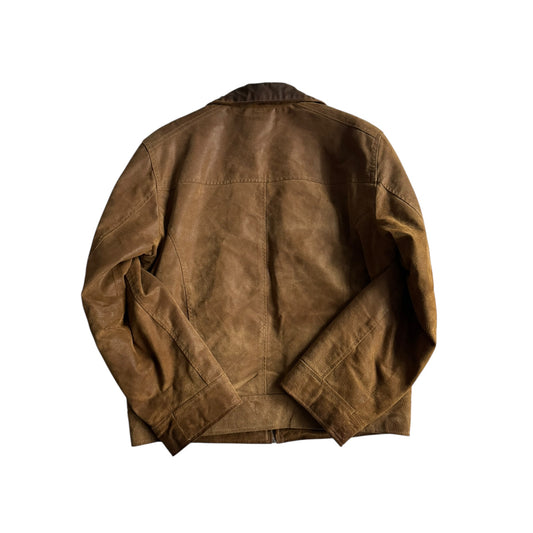 🧥 Geacă vintage din piele maro cu patină | mărimea 48 (M bărbați)