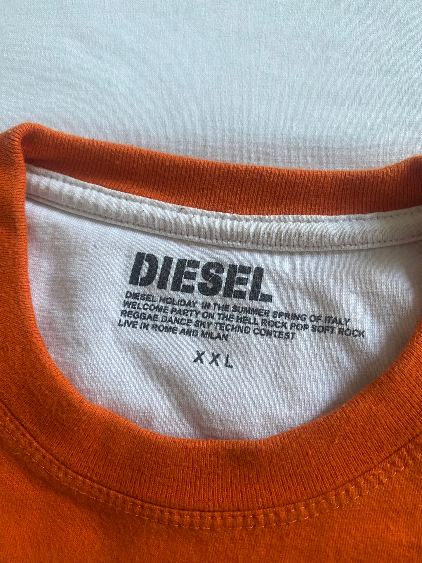 Y2K Diesel Orange Printed Tee