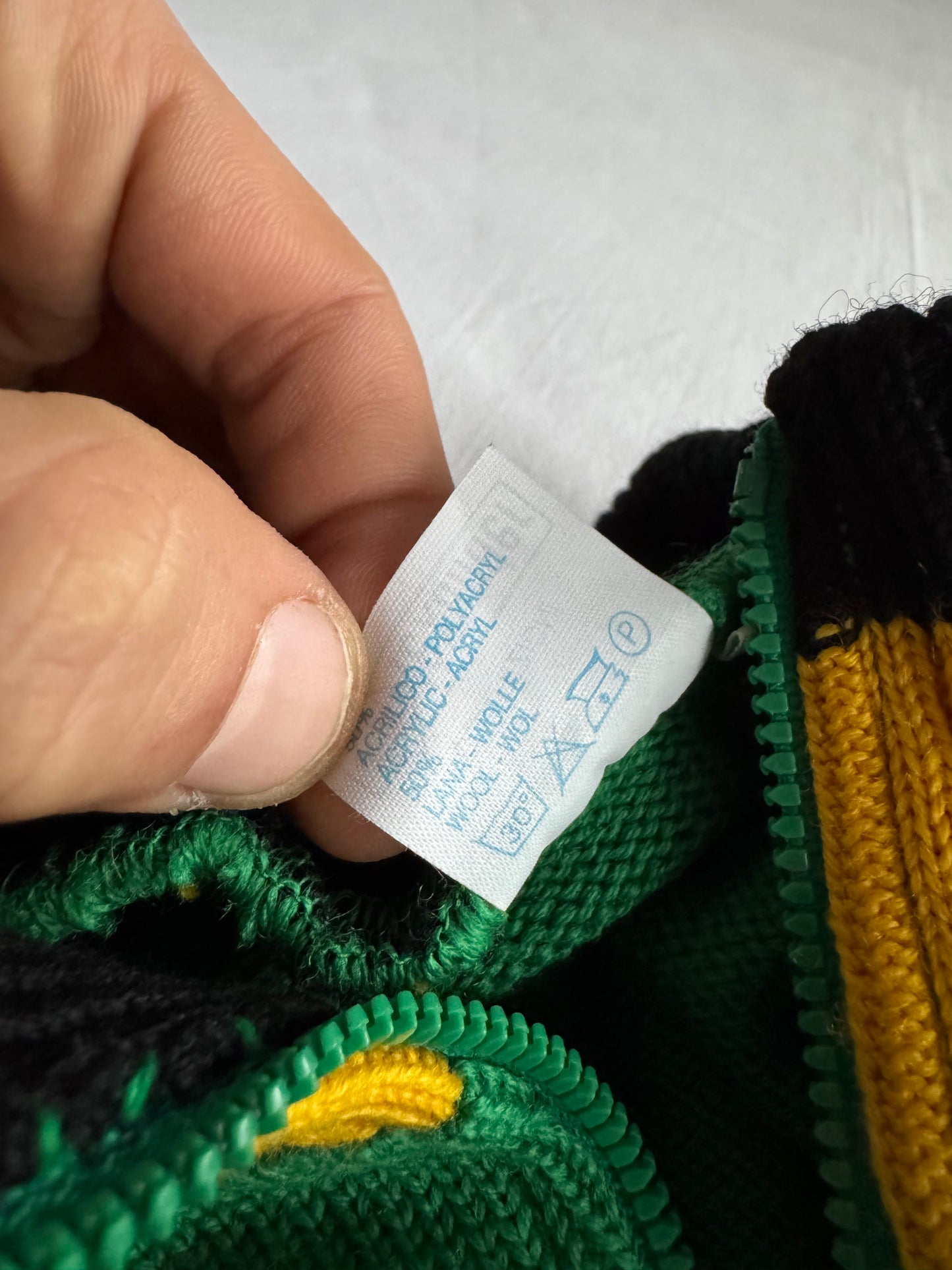 🧶 Pulover Y2K Bărbați Verde Quarter Zip din Lână și Acril – L