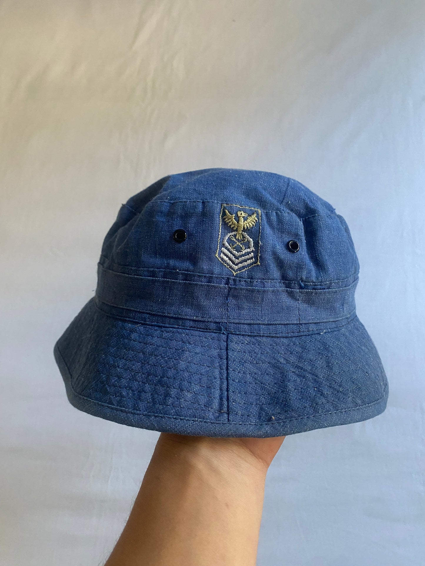 Vintage Military Denim Bucket Hat