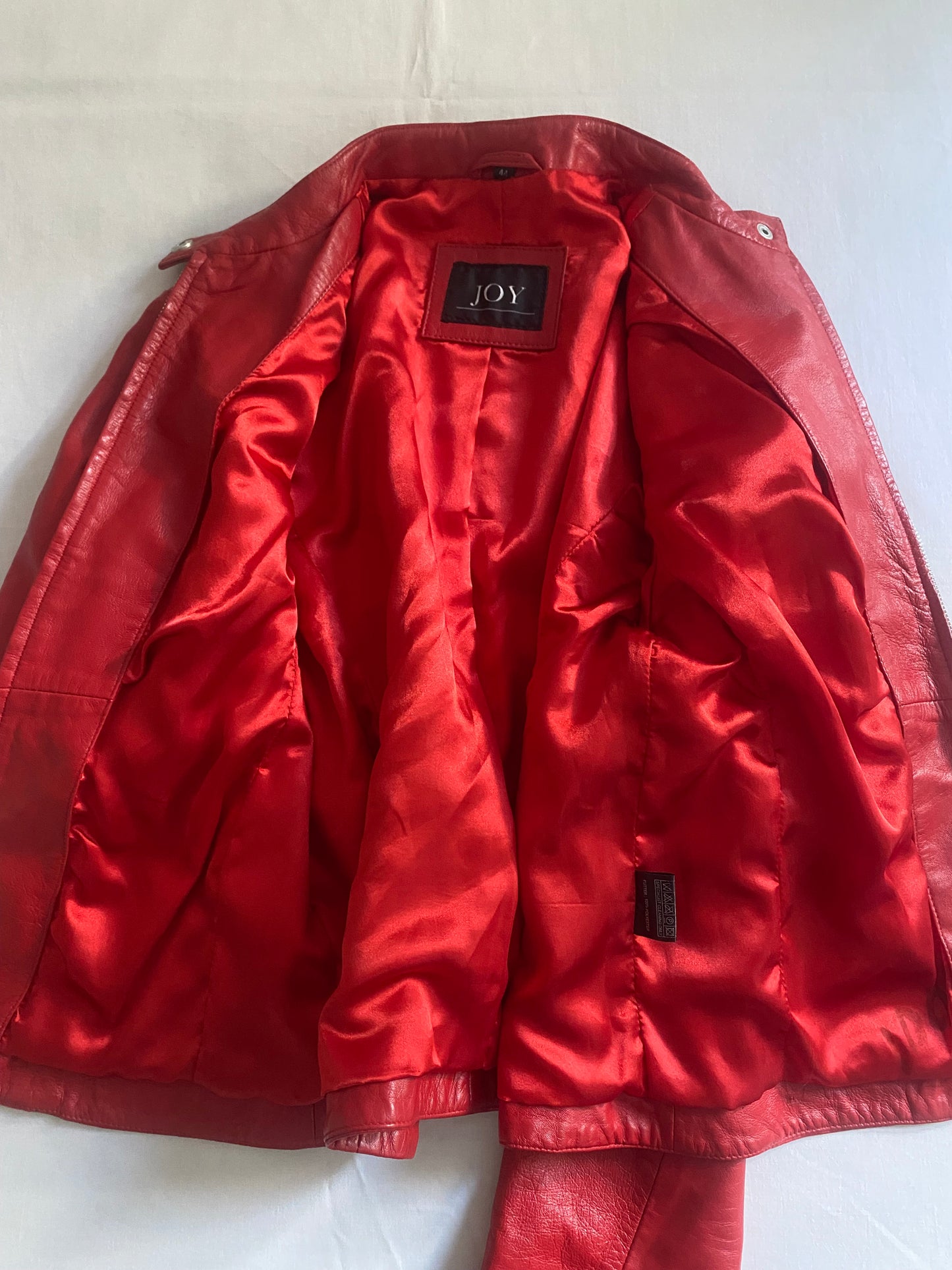 Jachetă Vintage Y2K din Piele Roșie – Mărime 44 (Femei)