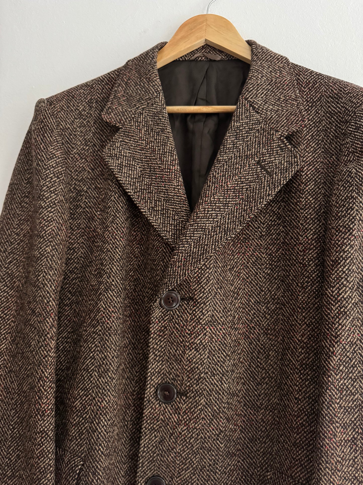 🧥 Palton Vintage Bărbați 70’s din Lână Pură Texturată – EU 52 (L / M oversized)