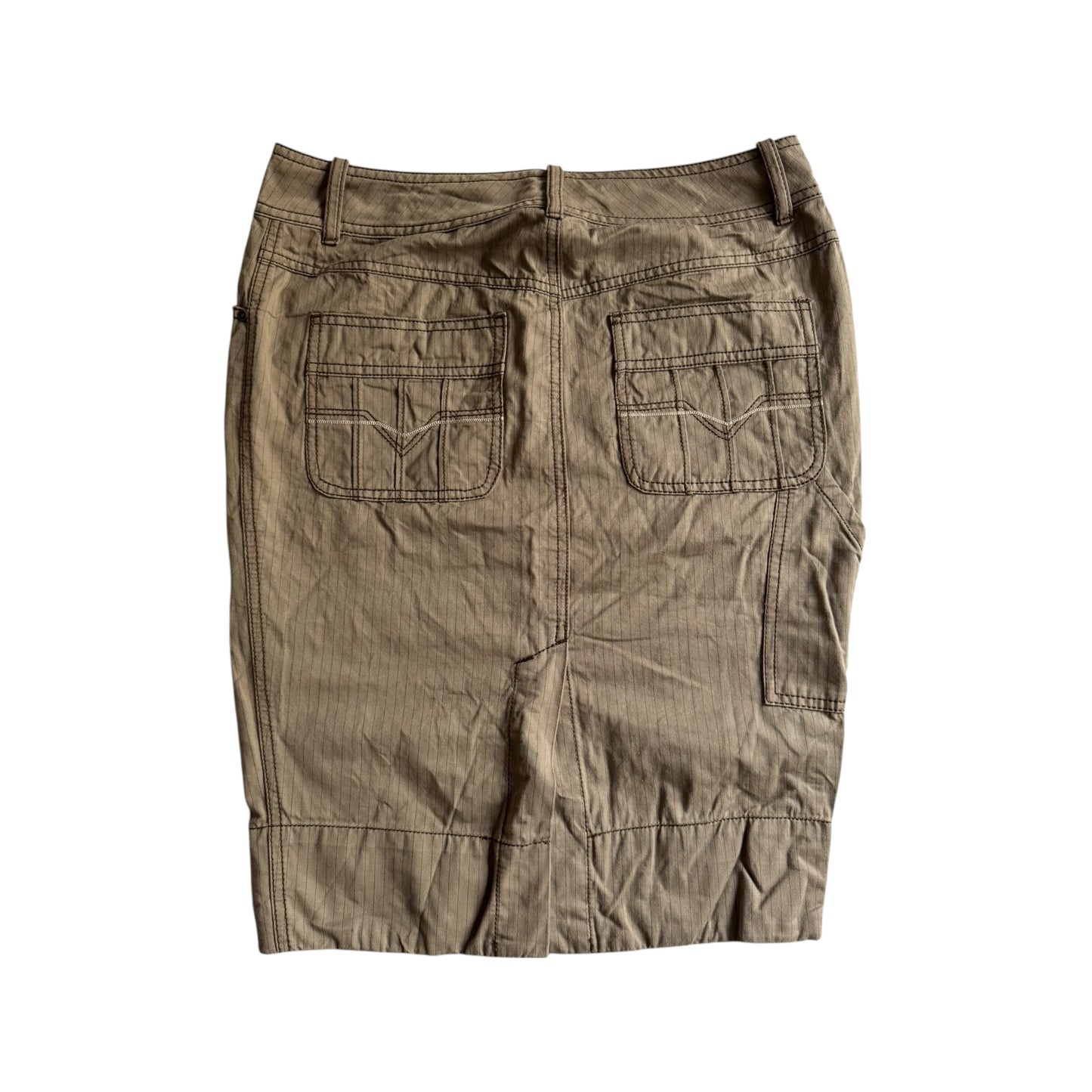 ✏️ ⛽️ Fustă Diesel Y2K maro tip carpenter, croială pencil – mărimea US 28