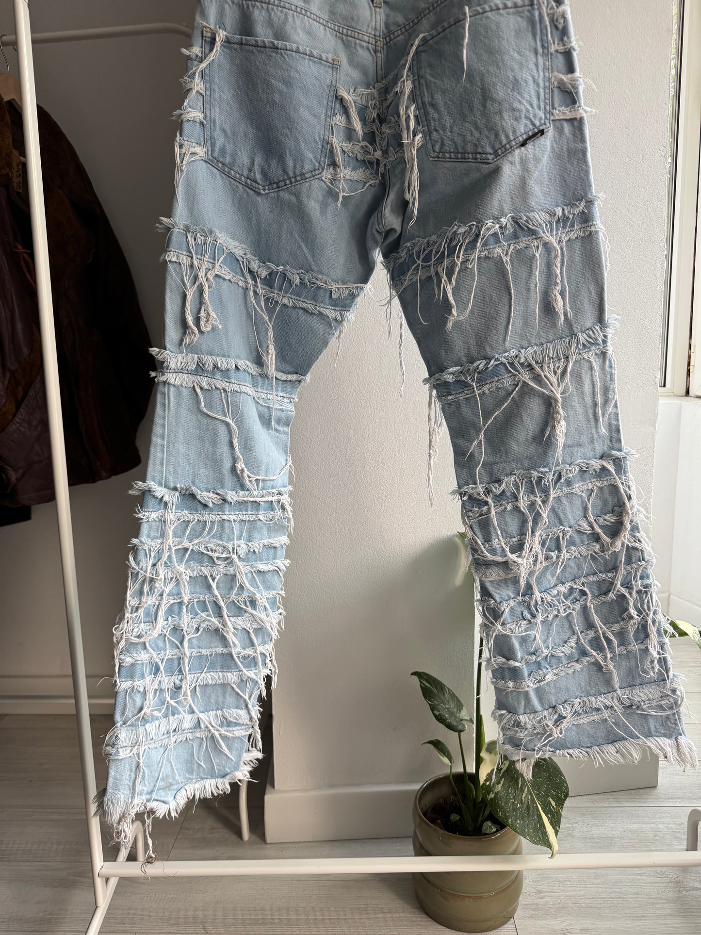 👖 Y2K Stacked Bootcut Jeans cu Franjuri – EU 50 (L Bărbați) – Made in Italy