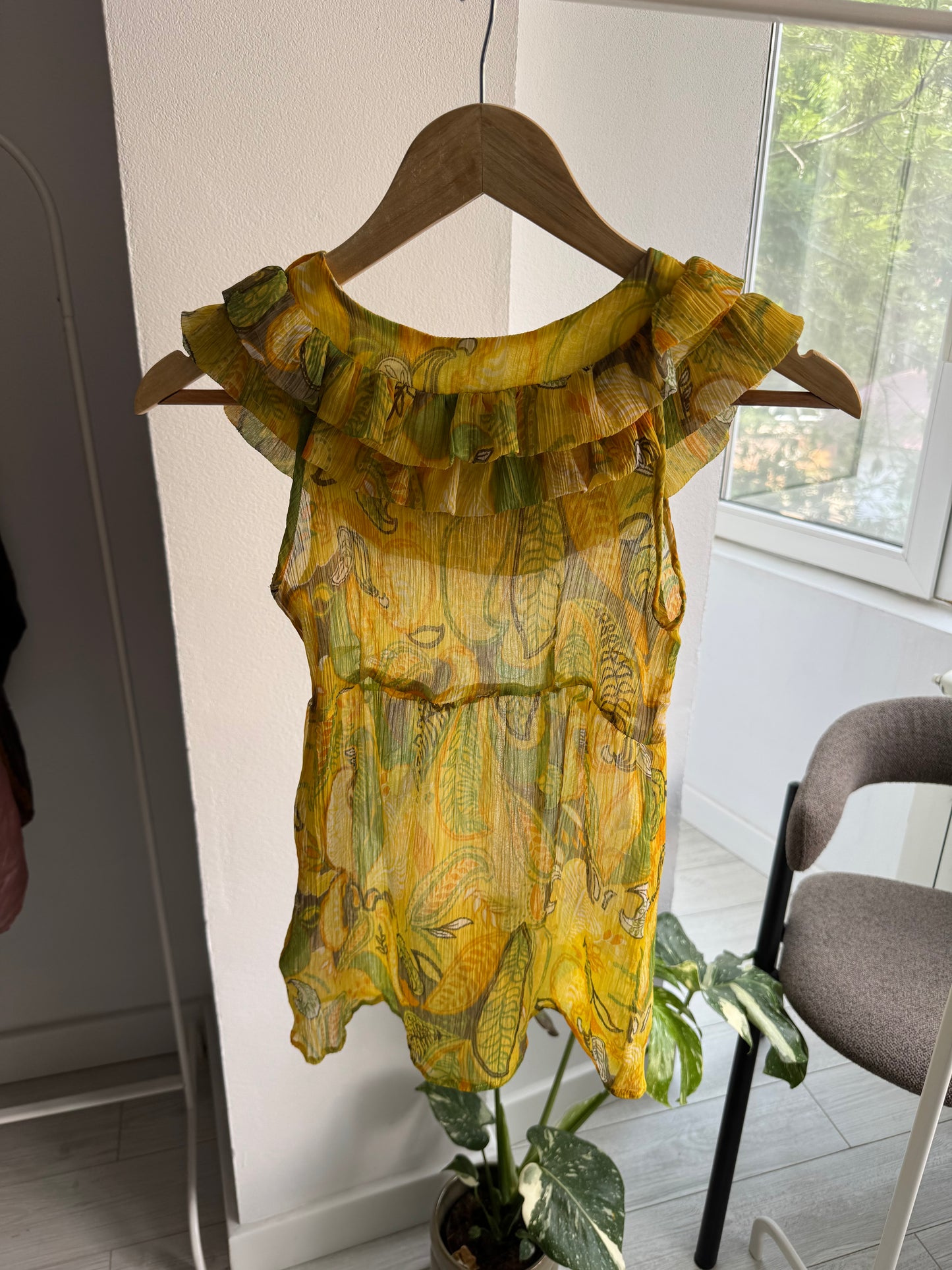 ☀️ Top Y2K Printed Mesh – IT 38 (XS Damă)