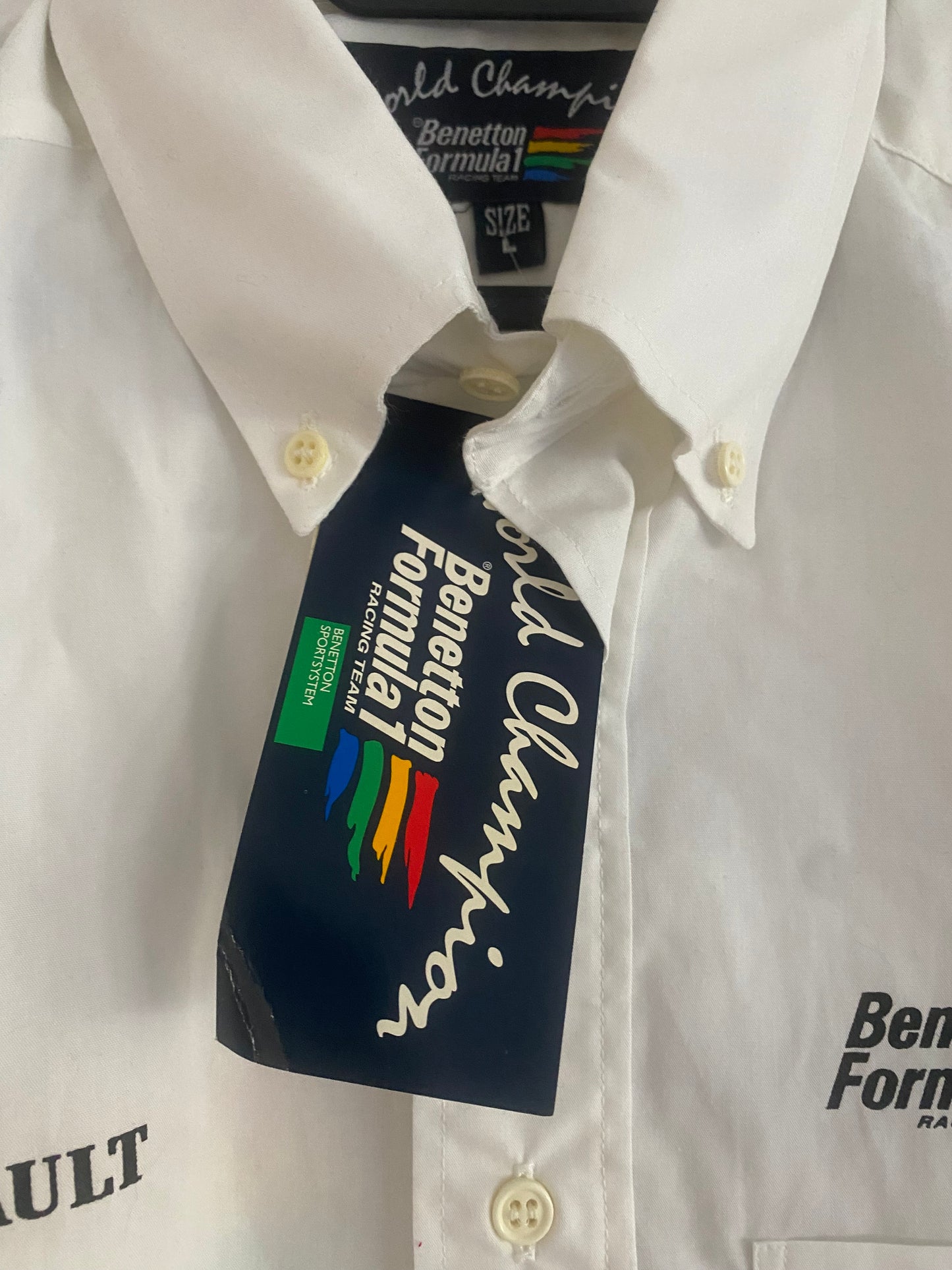 Vintage Benetton Formula 1 Racing Team White Short Sleeve Skirt