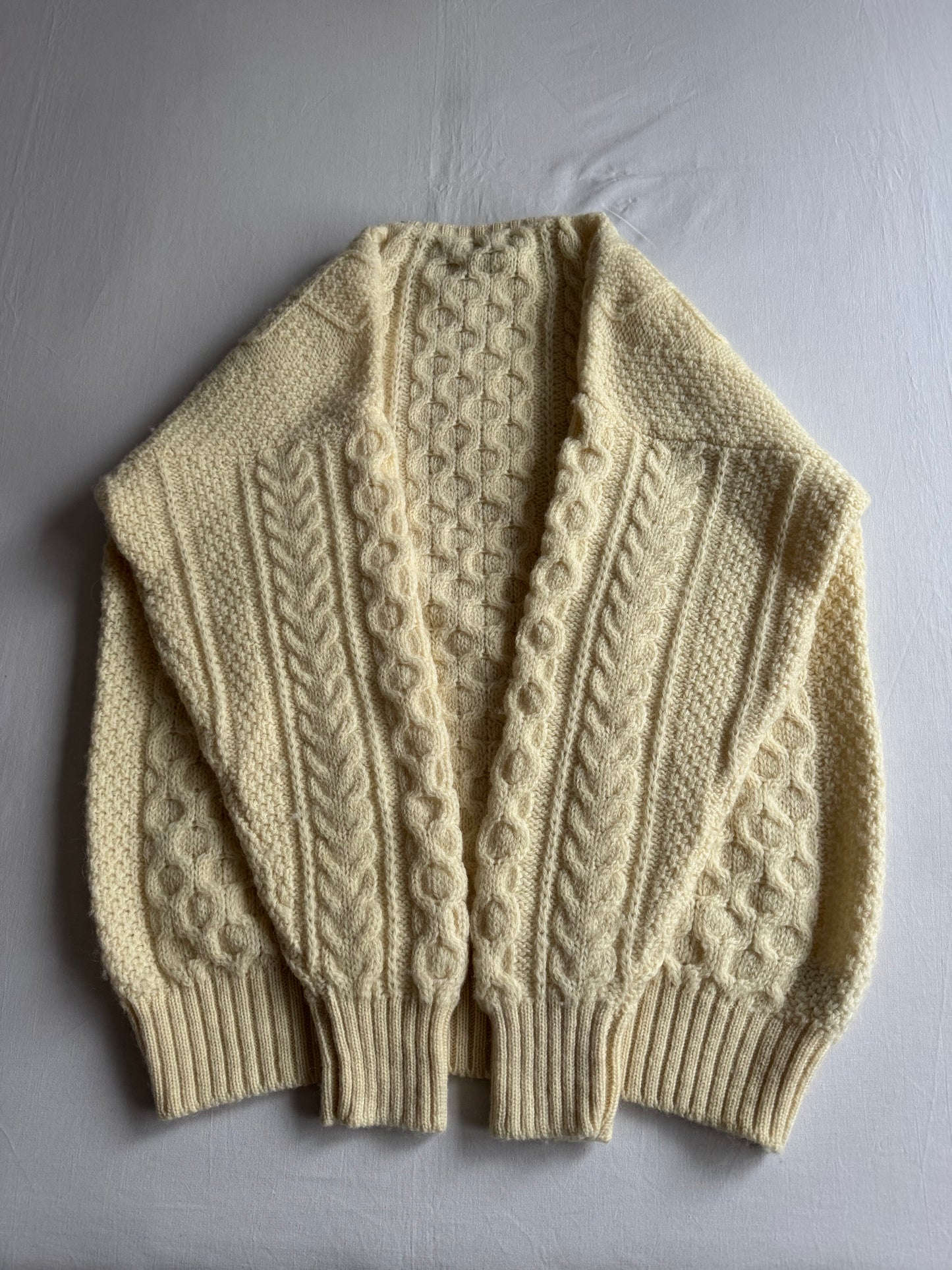 🎣 Pulover Vintage Irish Fisherman din Lână Virgină – XL