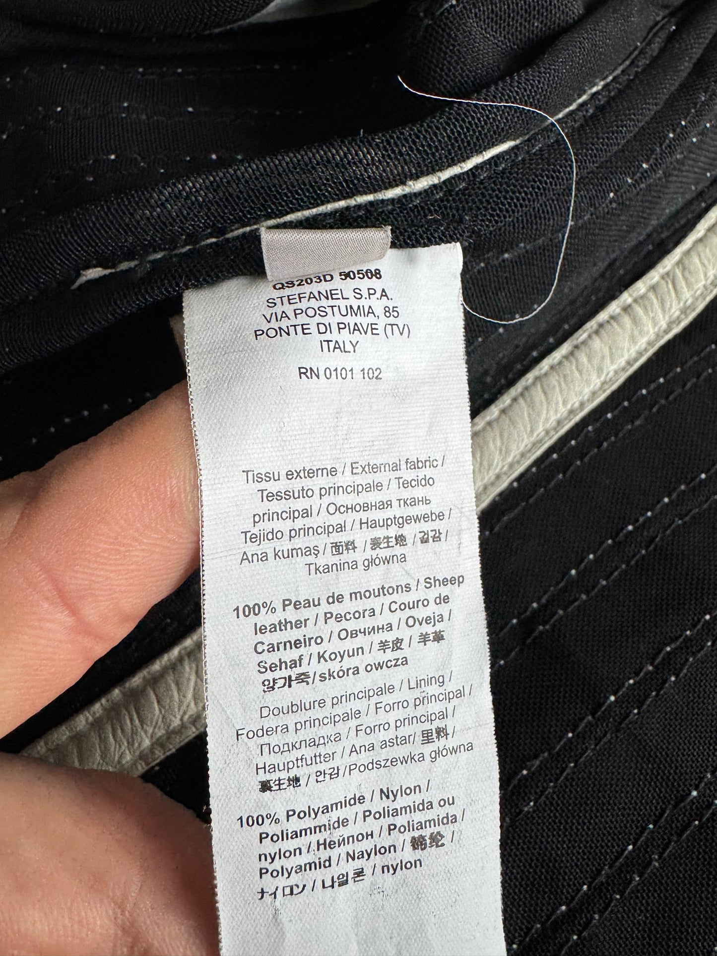 🏍️ Jachetă Biker Y2K Stefanel din Piele de Oaie Alb Natur – EU 36 (S Damă)