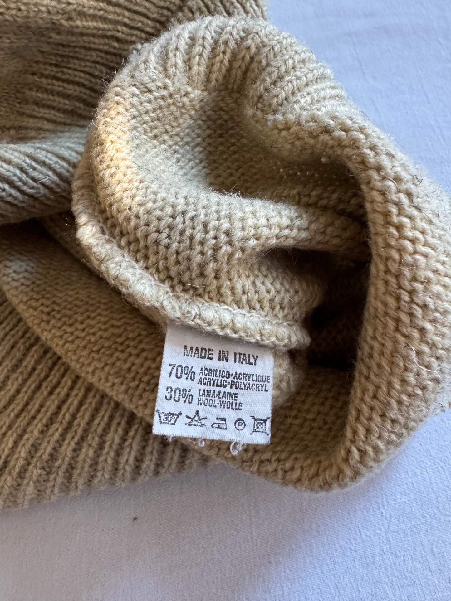 🧶 Pulover vintage fisherman crem – mărimea M (Made in Italy)