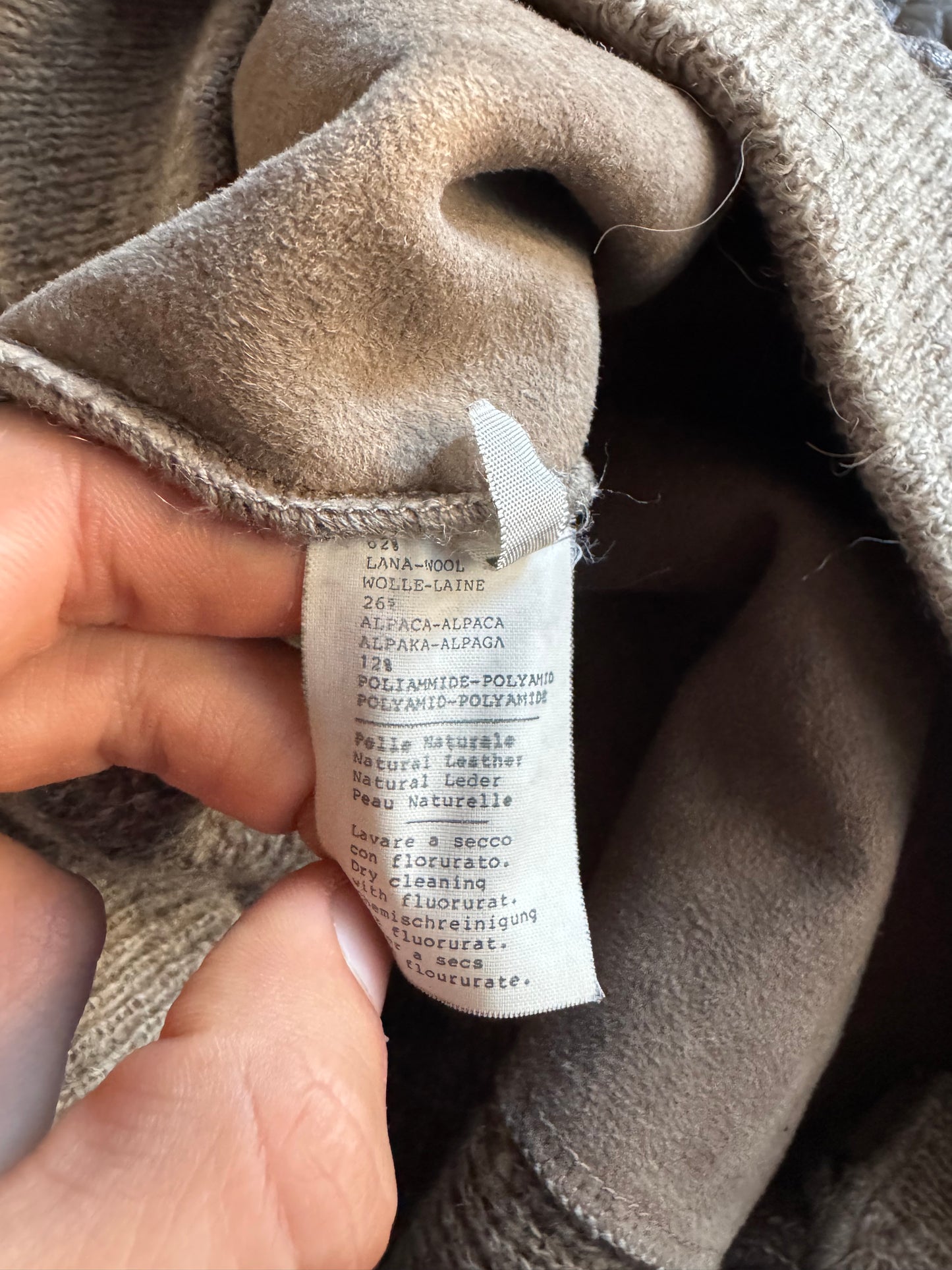 🧶 Pulover vintage din lână, alpaca și piele – Made in Italy – mărimea 52