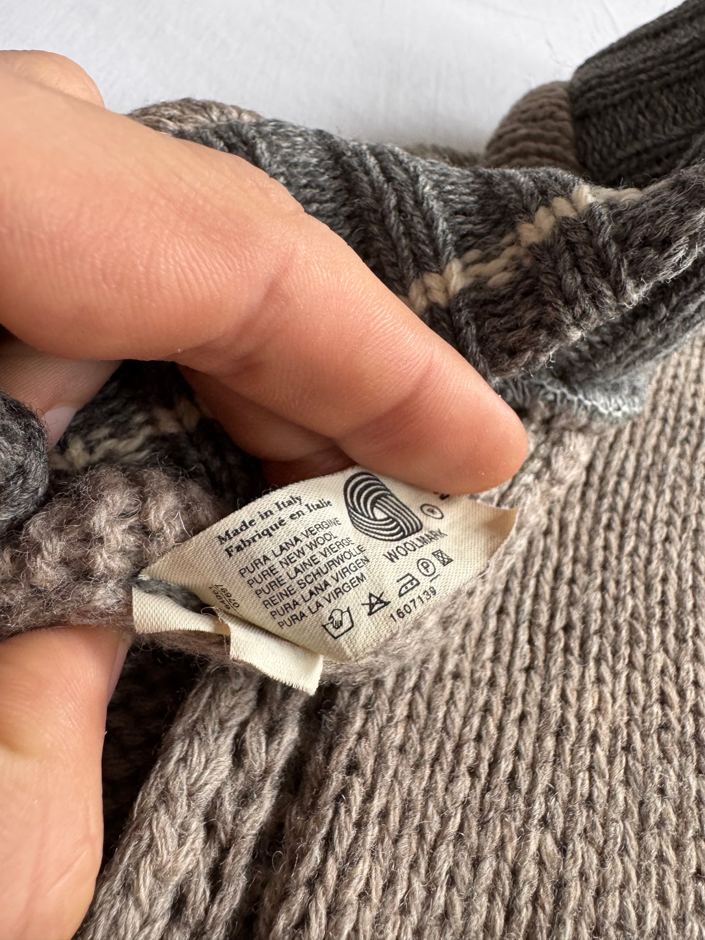 🧶 Jachetă Bomber Vintage Bărbați Gri cu Fermuar din Lână Virgină – M