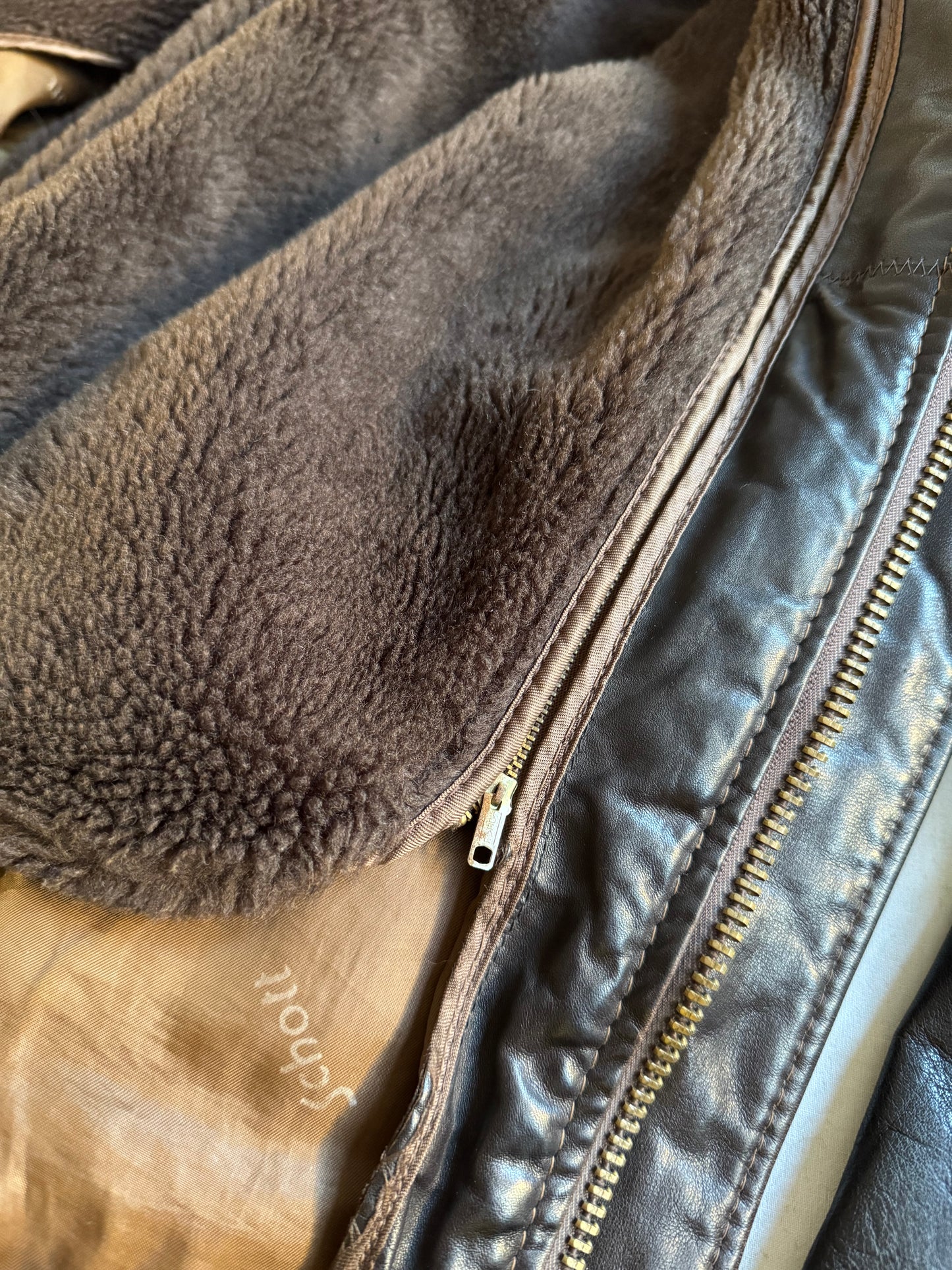 ✈️ Geacă de piele Schott NYC 184SM A-2 maro, bărbați L – piele de vacă autentică, Made in USA 🇺🇸