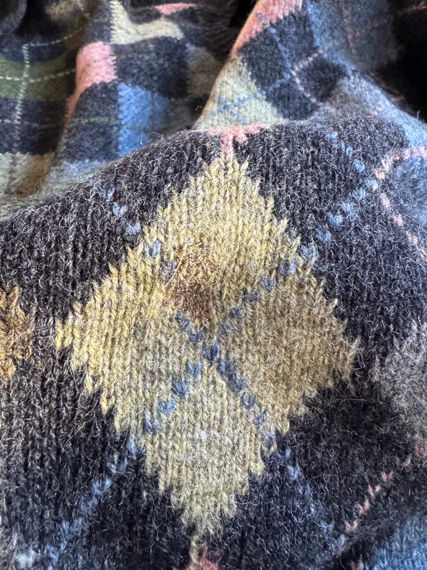 🧶 Pulover vintage cu model argyle – mărimea L (Made in Italy)