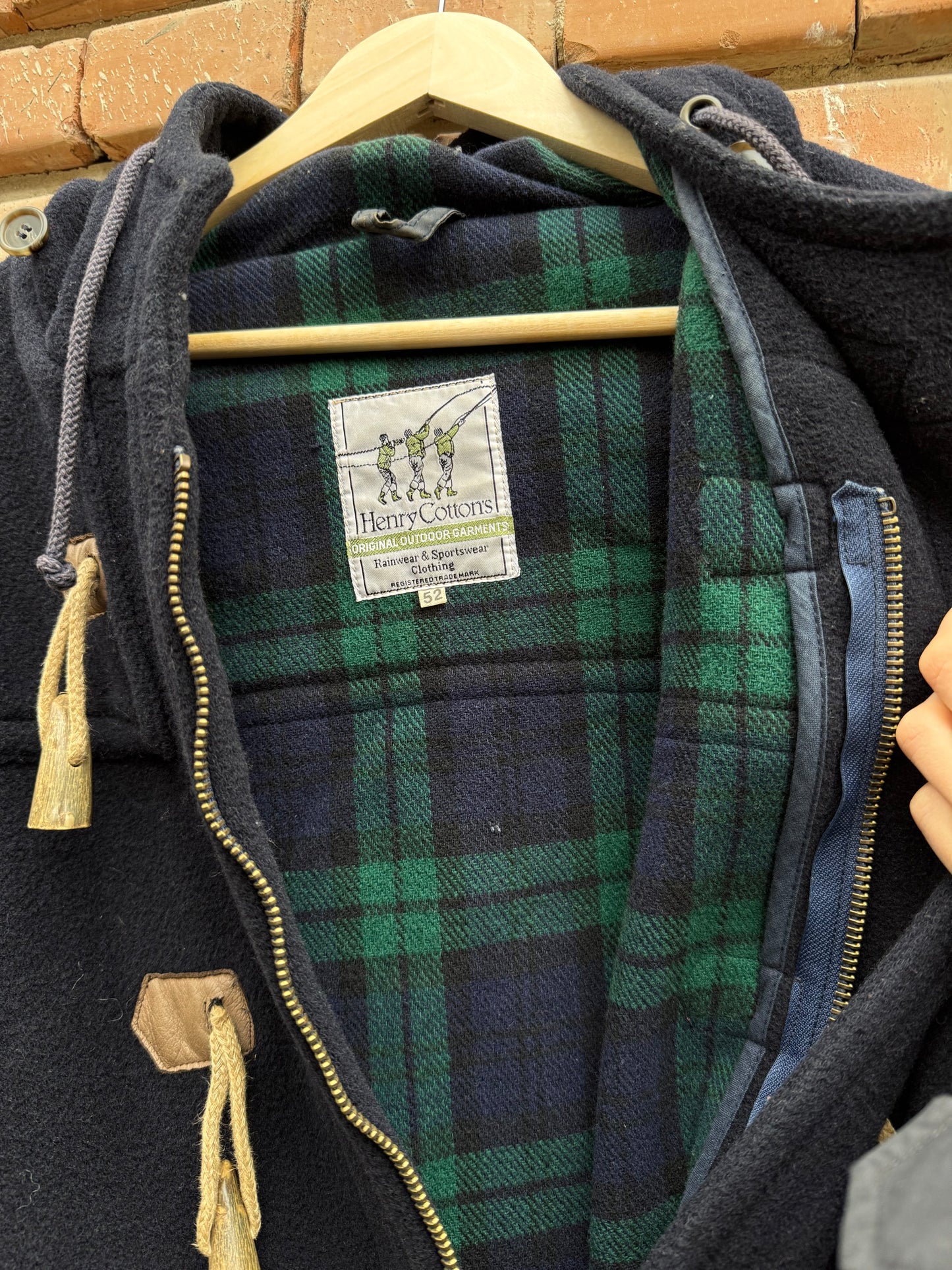 🧥 Palton Vintage Bărbați Henry Cotton’s Navy Tip Duffle din Lână cu Glugă – 52 (XL)