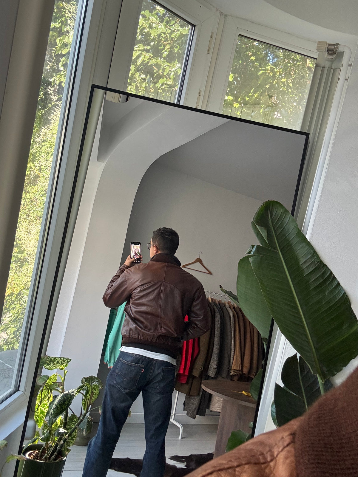 Geacă Bomber Vintage Maro Coniac Închis | L Bărbați