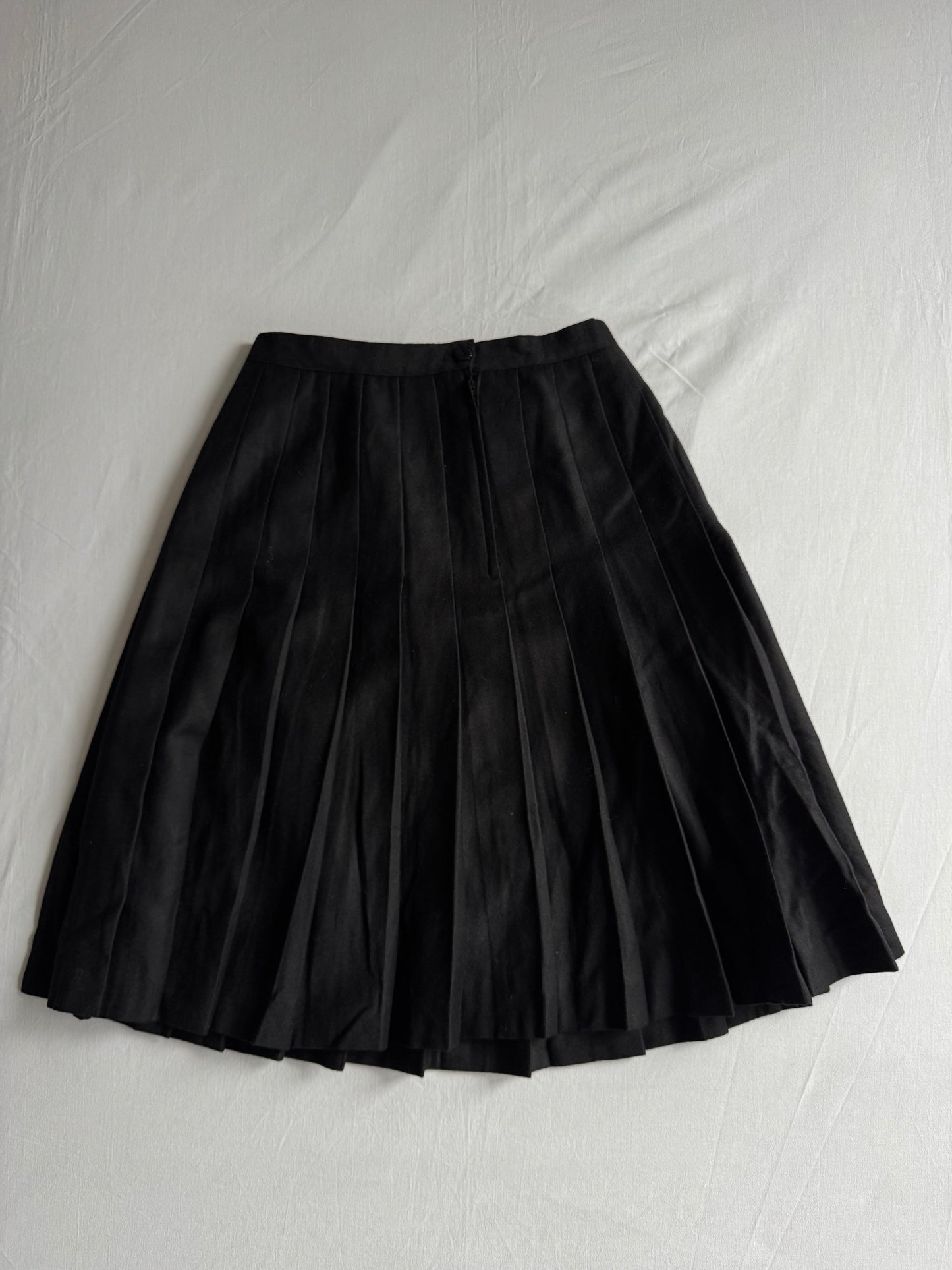 ☕️ Fustă Vintage Plisată din Lână Neagră – M (IT 44)