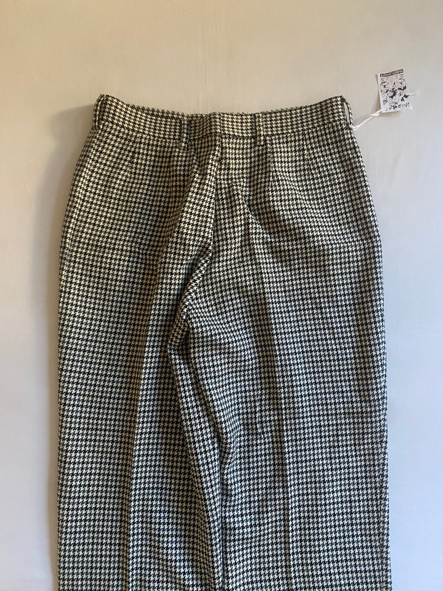 🦓 Pantaloni Vintage – Houndstooth Pattern – 100% Lână – IT 46 (EU 42) – Made in Italy