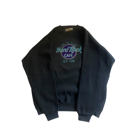 Crewneck Vintage Hard Rock Cafe – Faded Black – Made in USA – Mărime L
