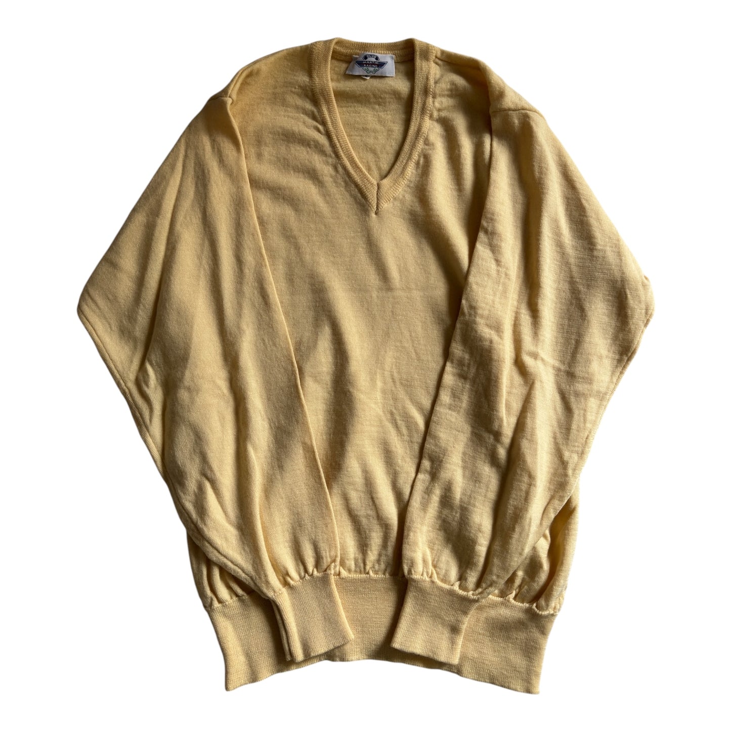 🏁 🍋 Pulover Vintage Martini Racing – Yellow V-Neck – 100% Merino Superfine – Made in Italy – Men’s S