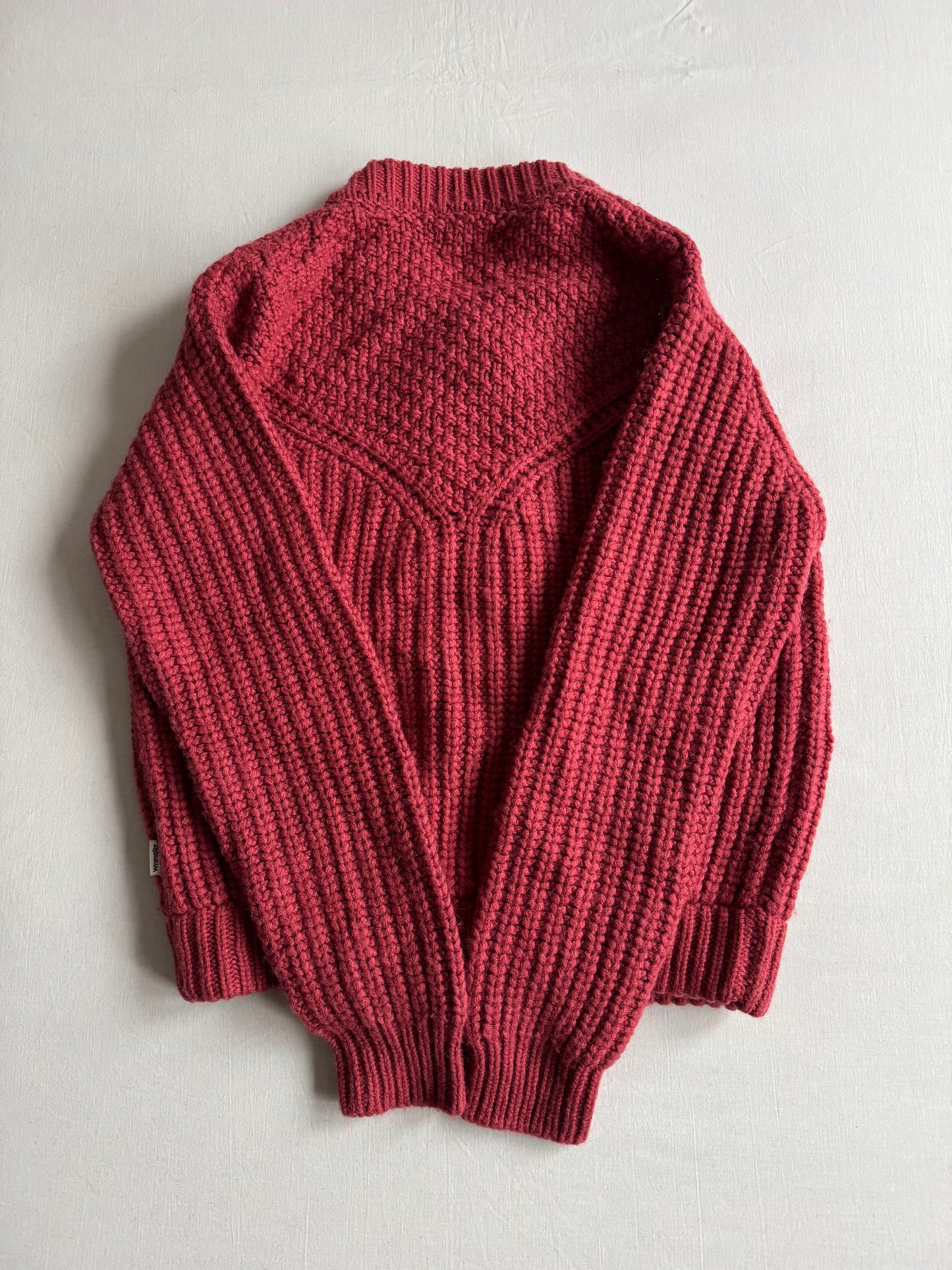 🧶 Cardigan Western Damă Wrangler Earth Red din Blend Lână – S