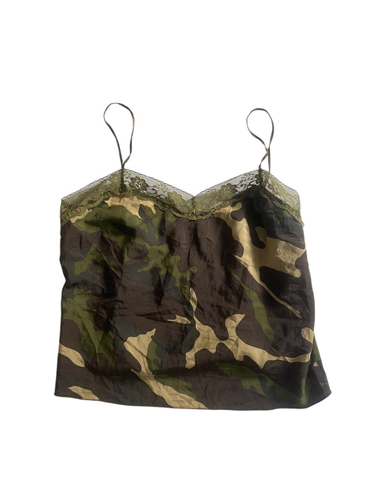 🧢 Top Y2K Benetton Camo – Mărimea L Femei – Made in Italy