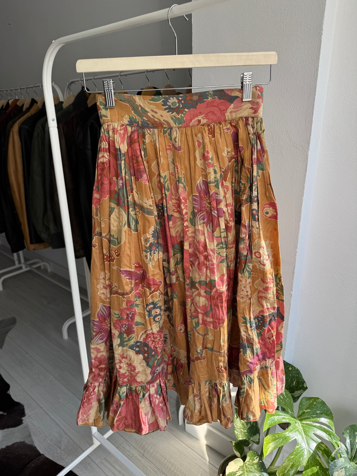🌸 Fustă Vintage Floral Printed cu Buzunare – EU 36 (XS/S Damă) – Made in Italy