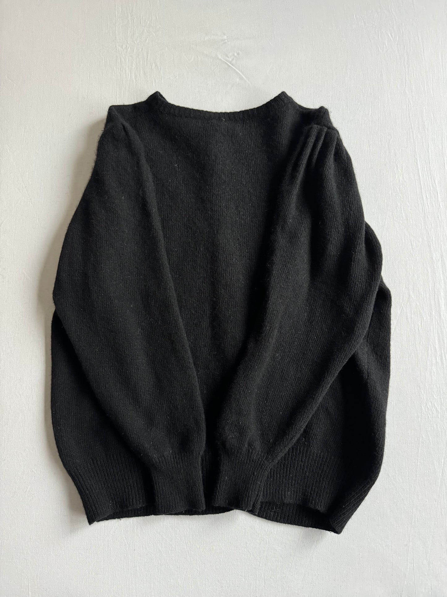 🕋 Cardigan Vintage Damă Negru din Lambswool & Angora – L