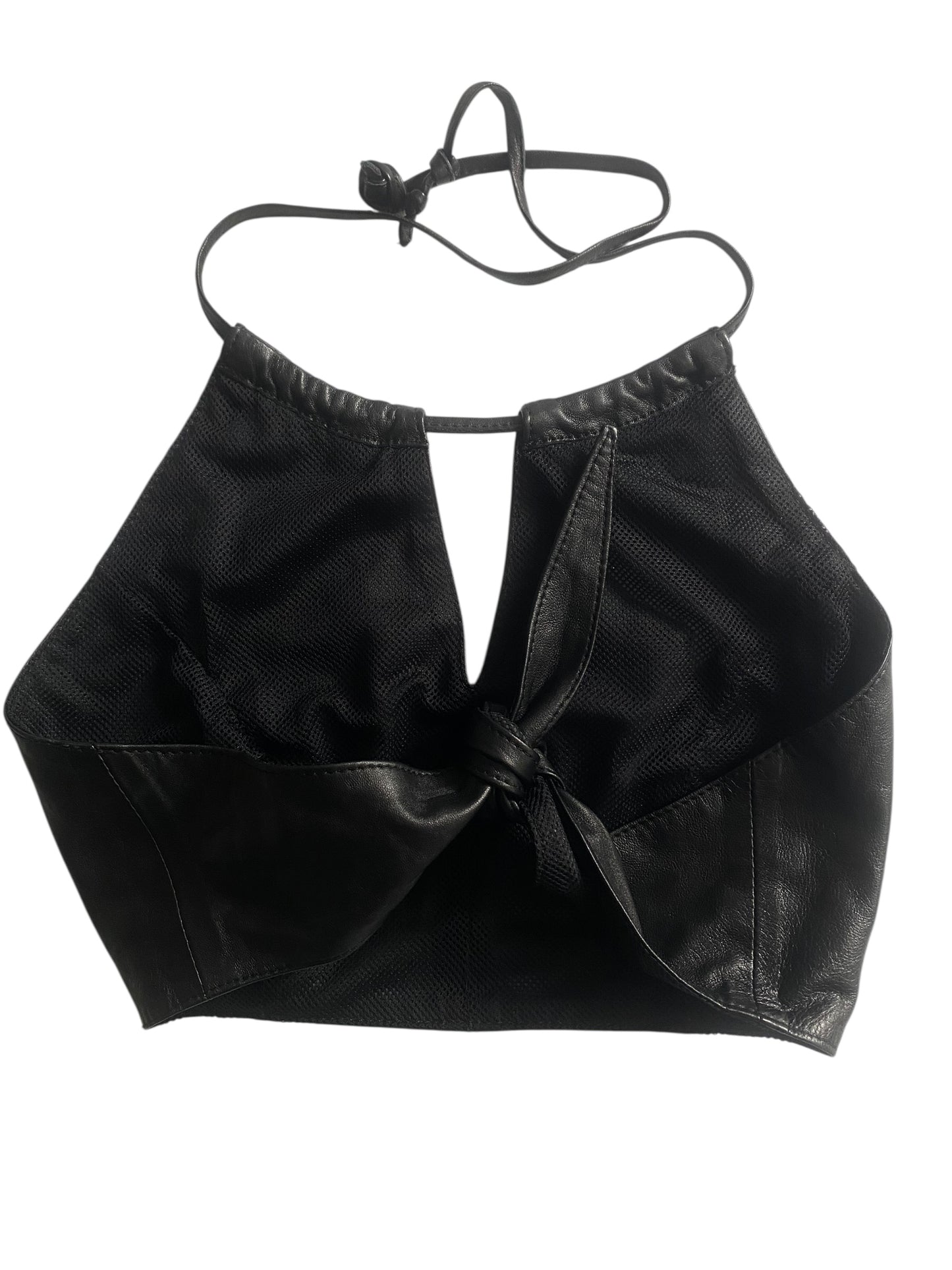 🖤 Top Y2K din Piele Naturală – Wrap Around – Mărime M – Made in Italy