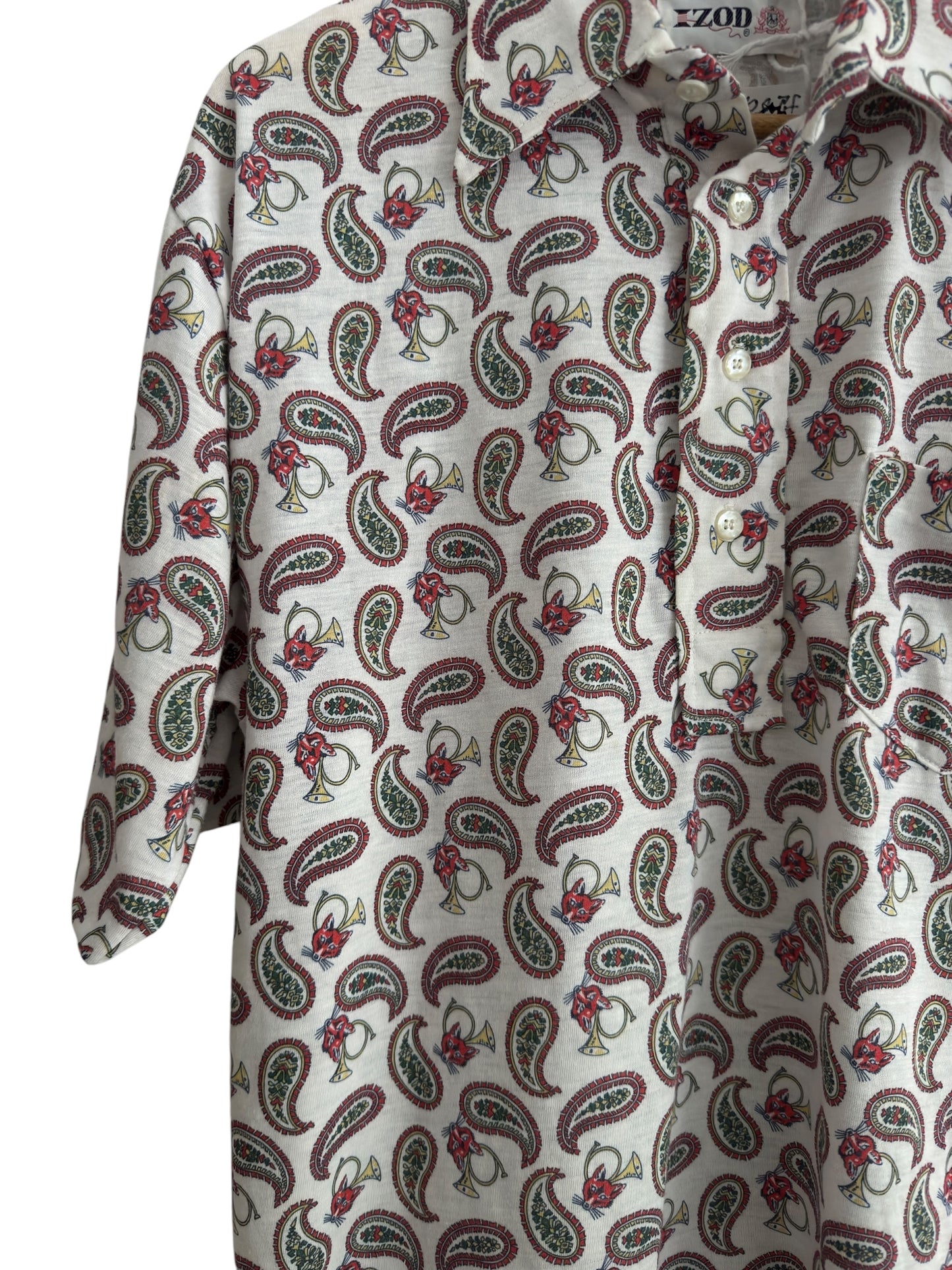 👕 80’s IZOD Paisley Print Polo Shirt – Men’s XL