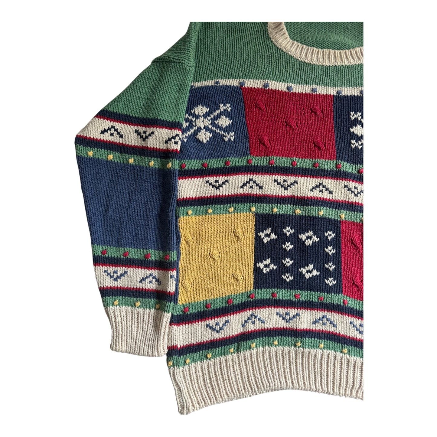 🧶 Vintage Patterned Jumper – 100% Cotton – Made in Portugal – Men’s M