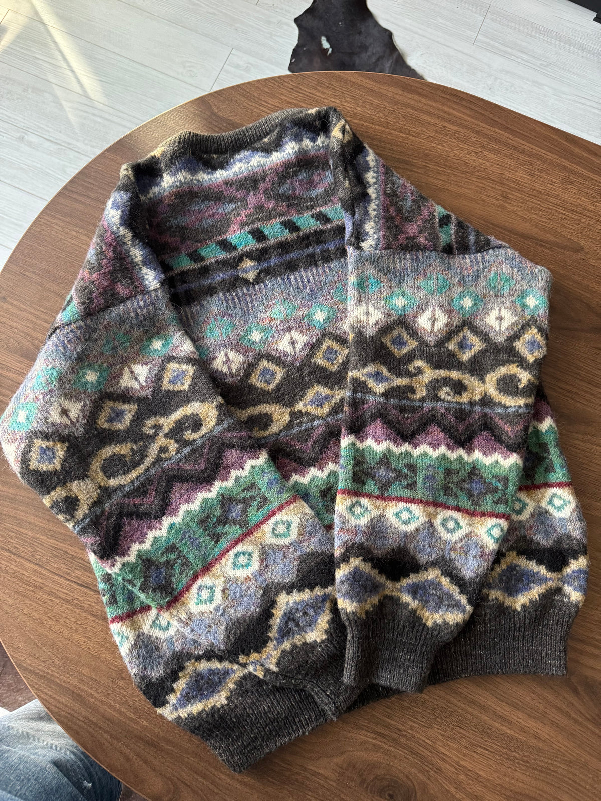 Pulover Lână Vintage Bărbați | Model Etnic | L (52)