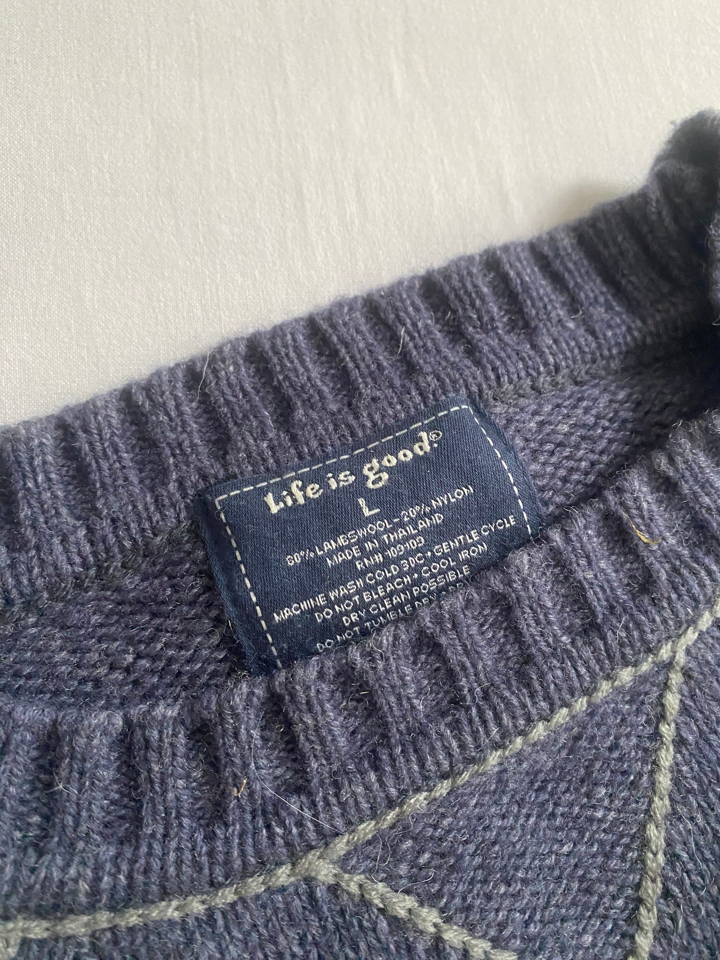 🐑 Pulover Lifeisgood – Light Navy – 80% Lambswool – Men’s L