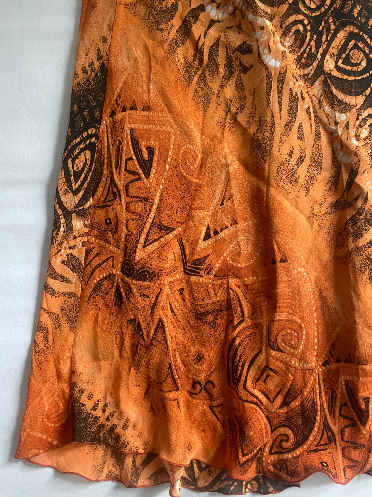 Fustă Y2K Portocalie cu Imprimeu – Mărime M 🍊🧡