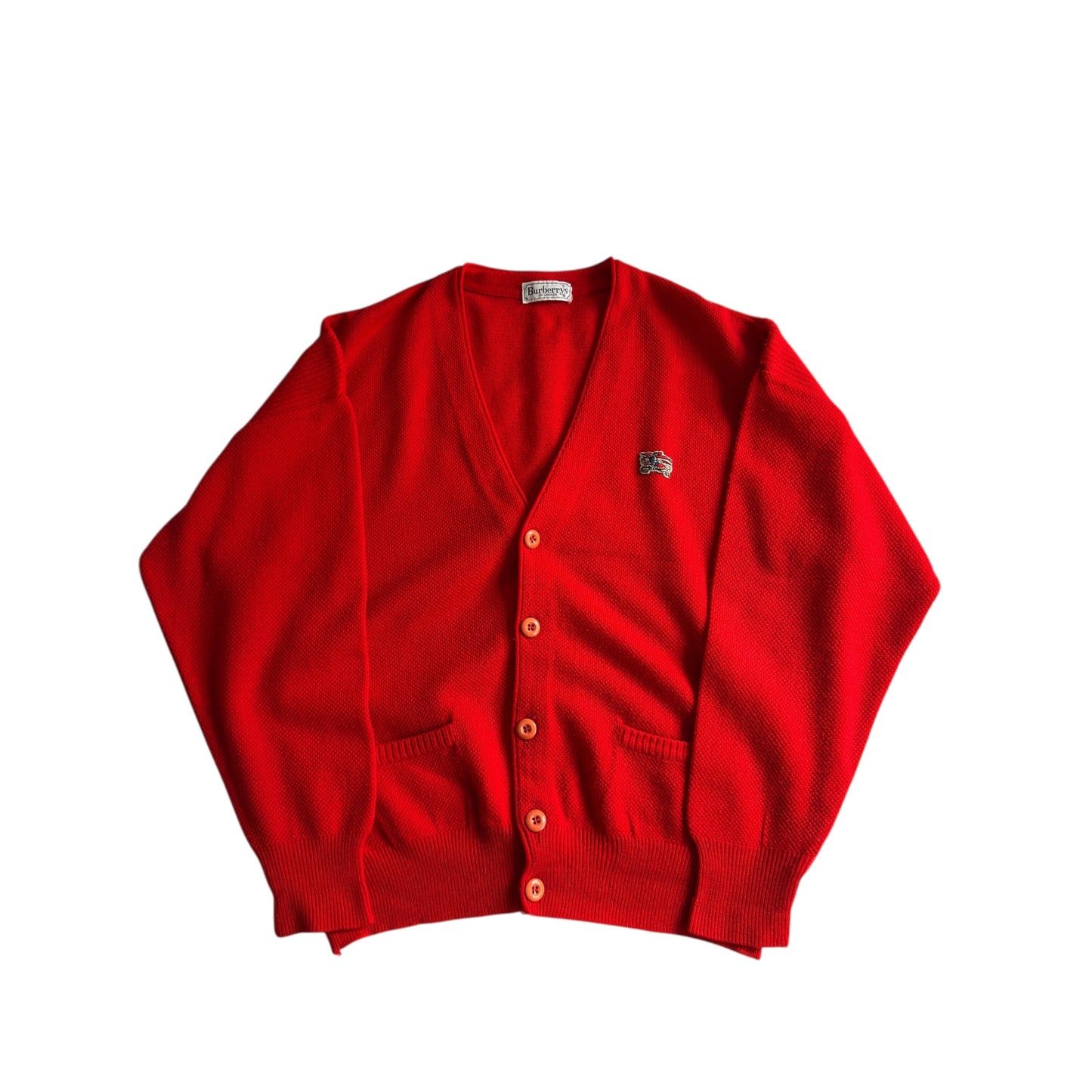 🍒 Cardigan Vintage Burberry Roșu – Mărimea L