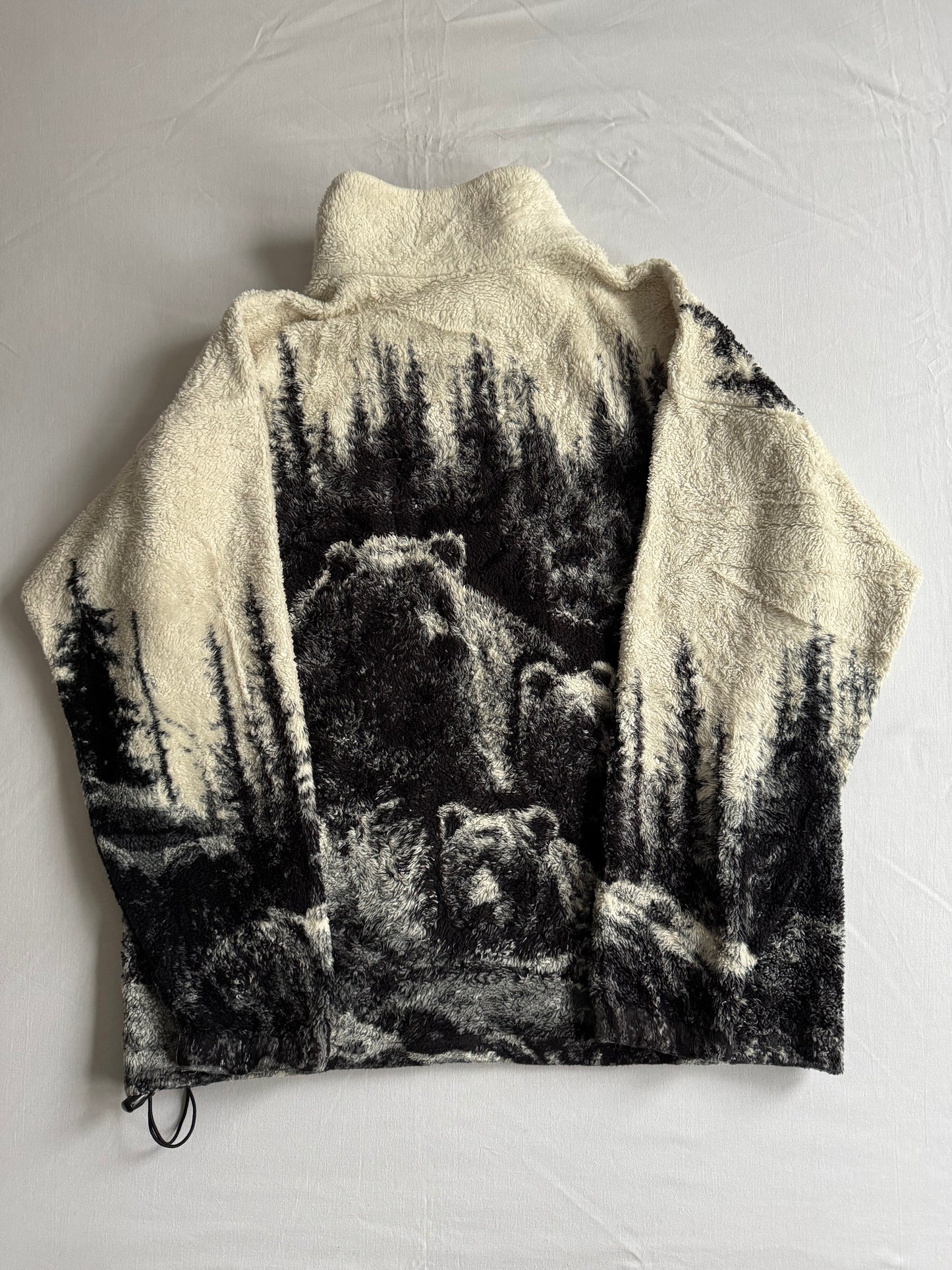 🐻 Fleece vintage cu imprimeu urs – Mărime M