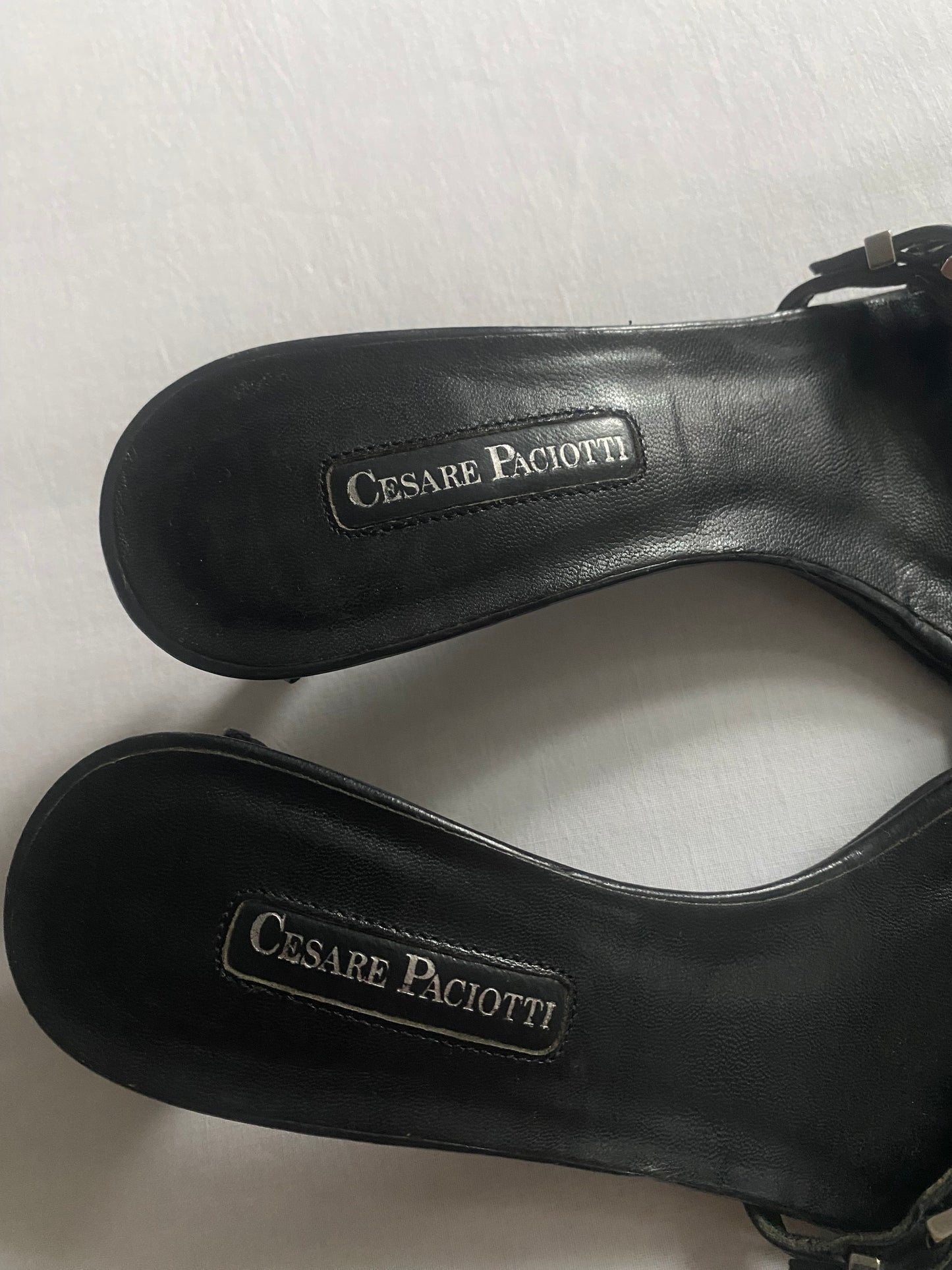 Sandale Y2K Cesare Paciotti din Piele Neagră – Made in Italy 👡🖤